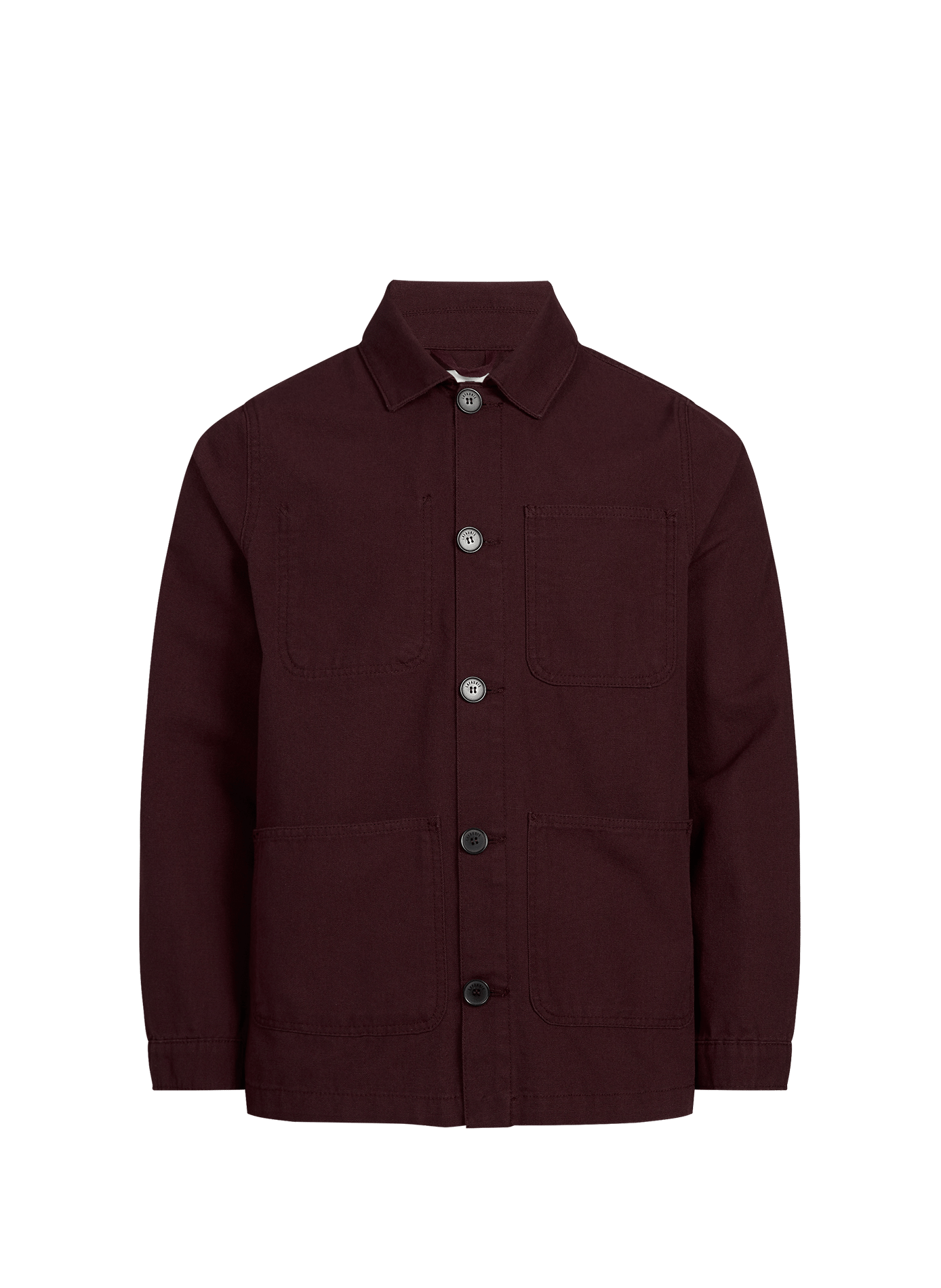 Solid color straight buttoned cotton jacket LAFAURIE Red