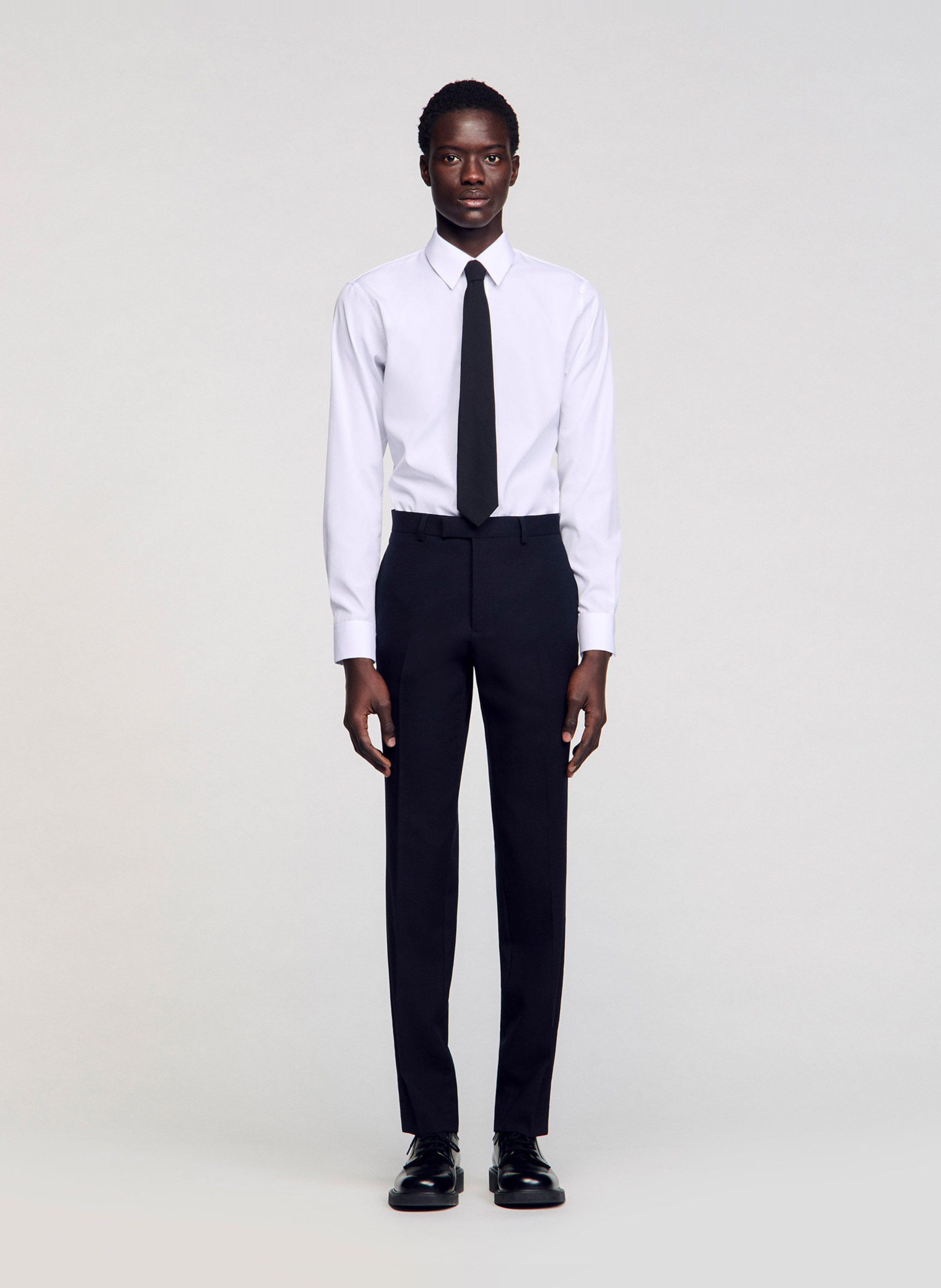 Pantalon de costume en laine SANDRO Bleu