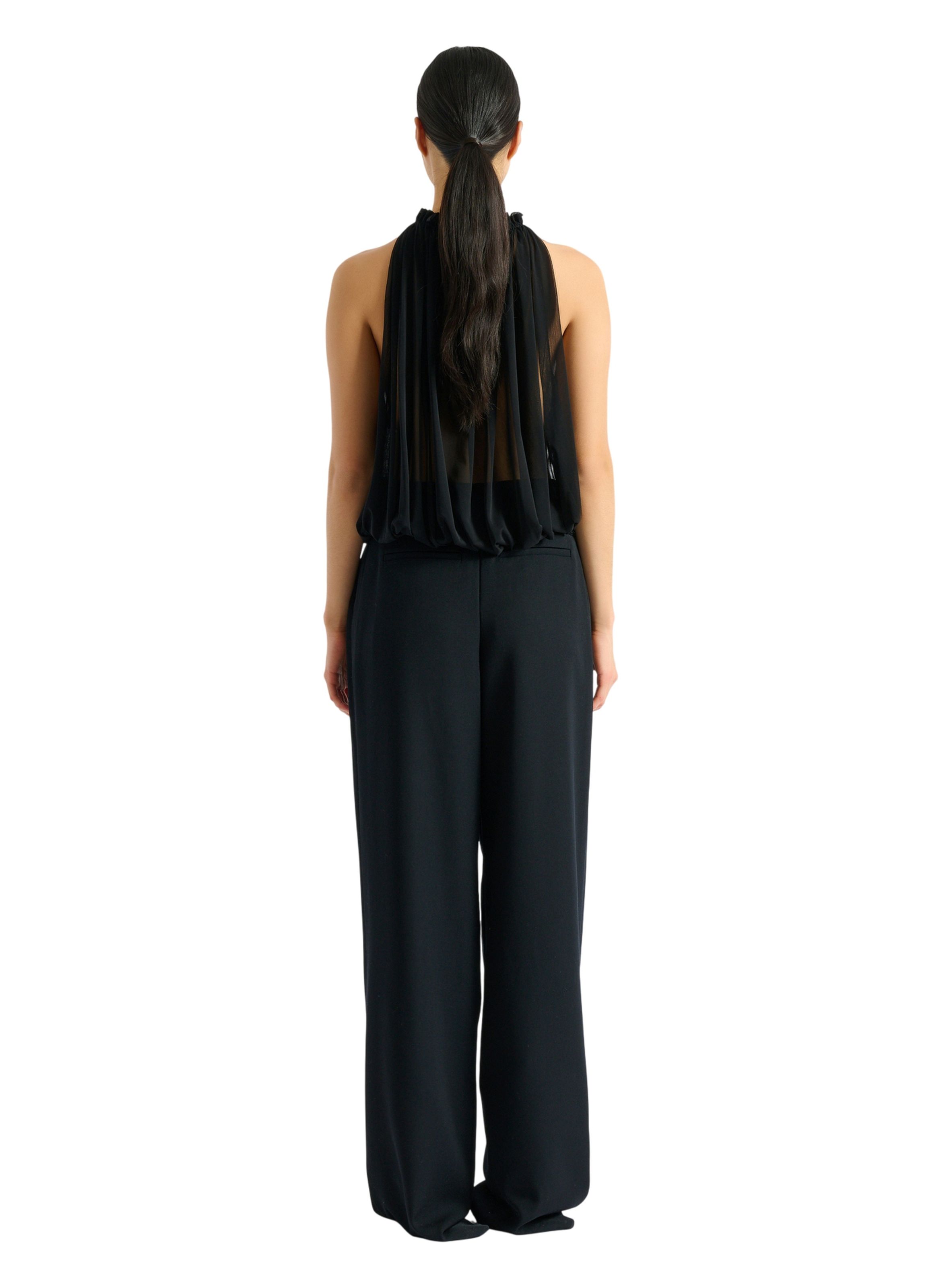 Top sans manches en mousseline BALMAIN Noir