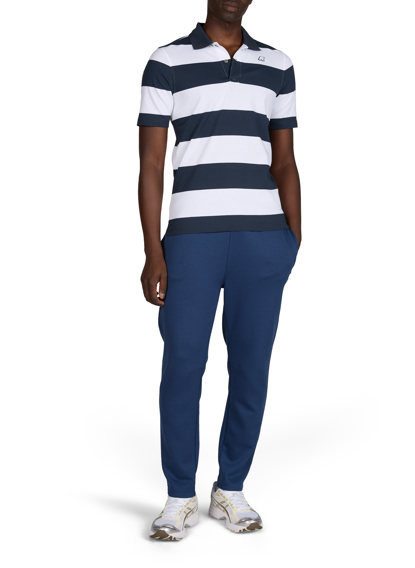Polo à rayures en coton K-WAY Bleu