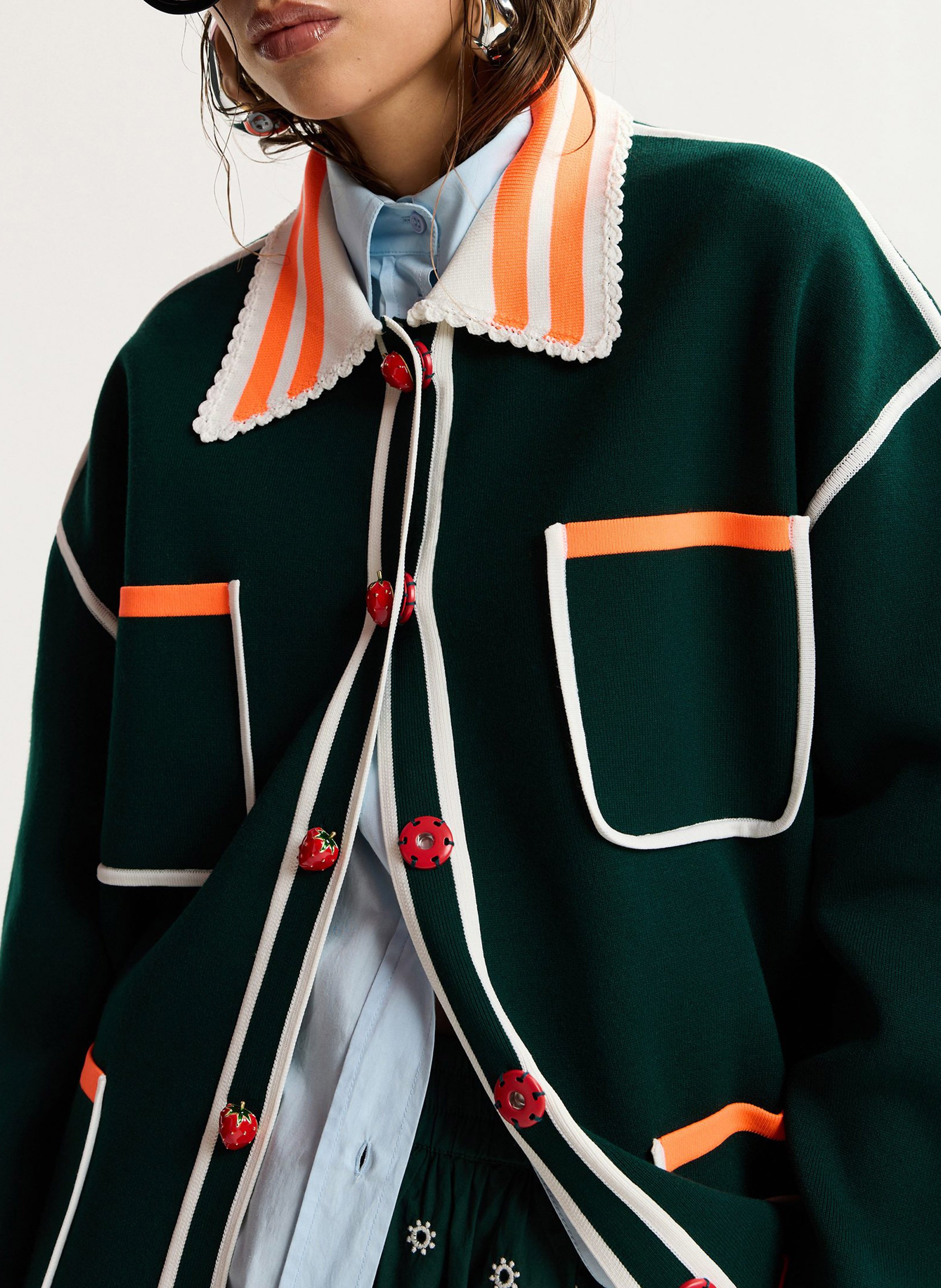 Cardigan oversize col classique kokorico ESSENTIEL ANTWERP Vert