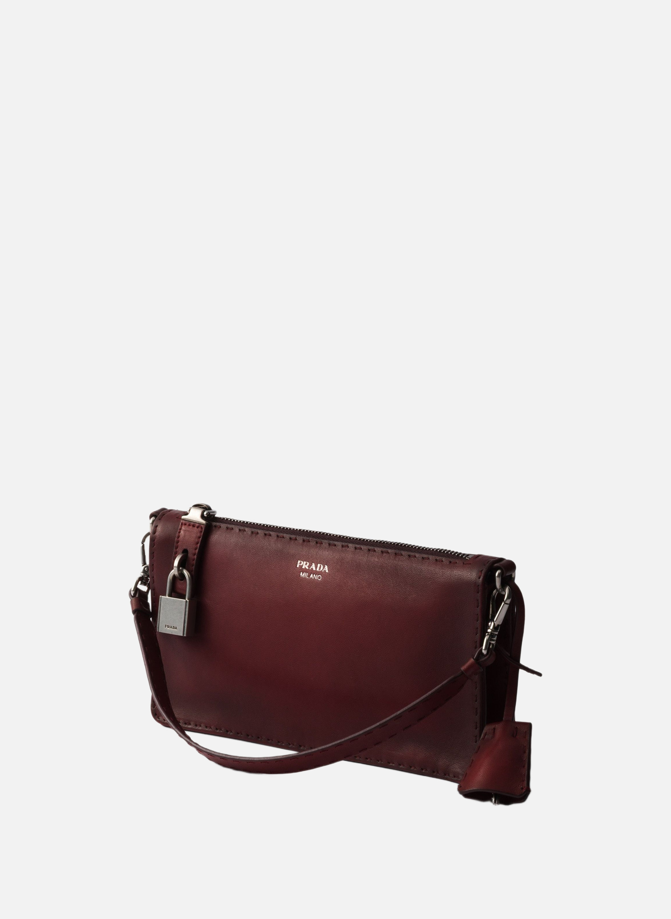 Pochette en cuir vieilli PRADA Rouge