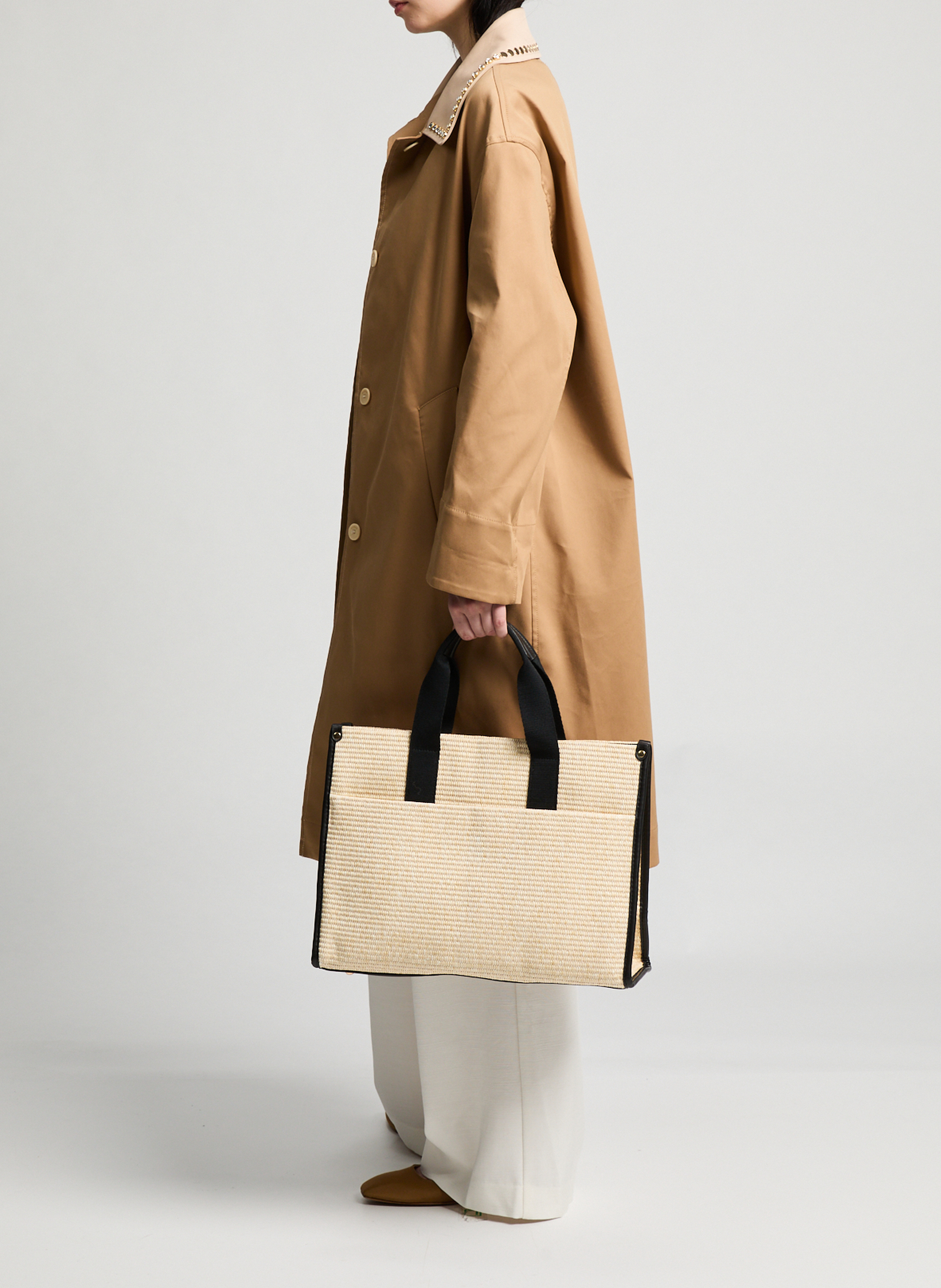 Große Stroh-Einkaufstasche AU PRINTEMPS PARIS Beige
