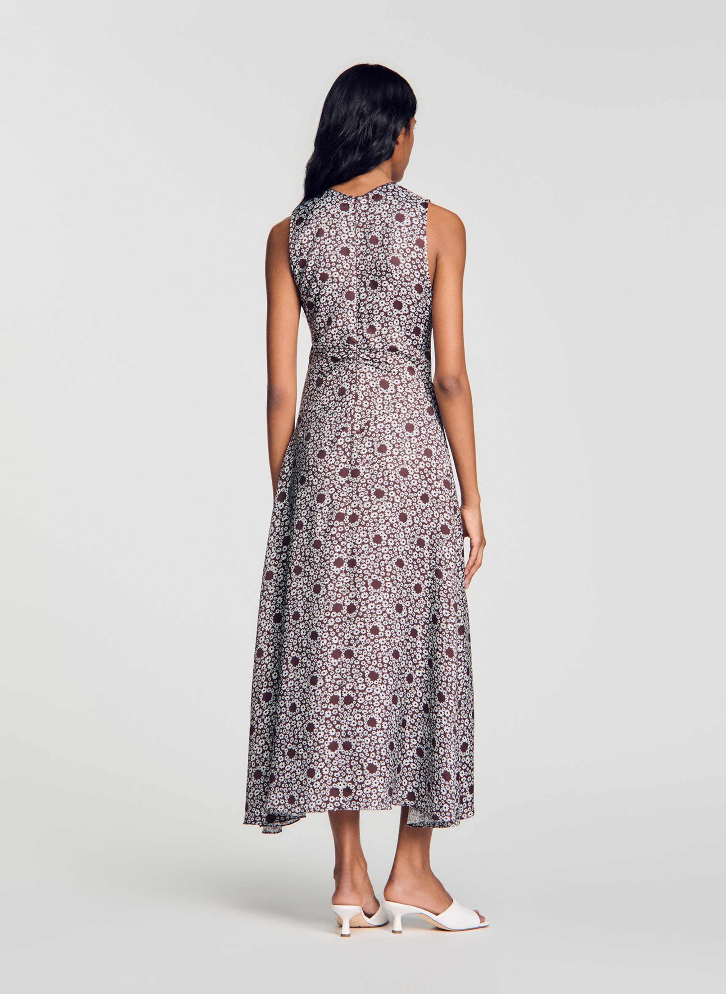 Robe longue sans manches imprimée SANDRO Marron