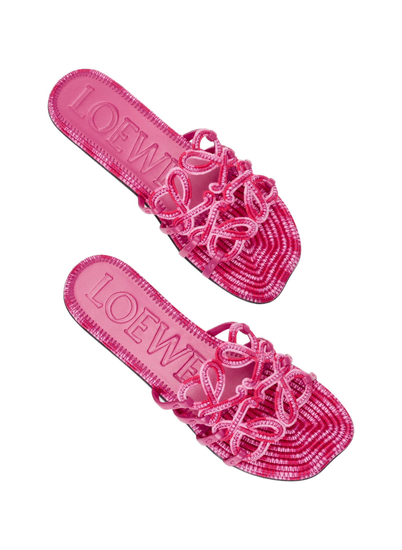 Paula's Ibiza - Mules Petal Anagram en toile brodée LOEWE Rose