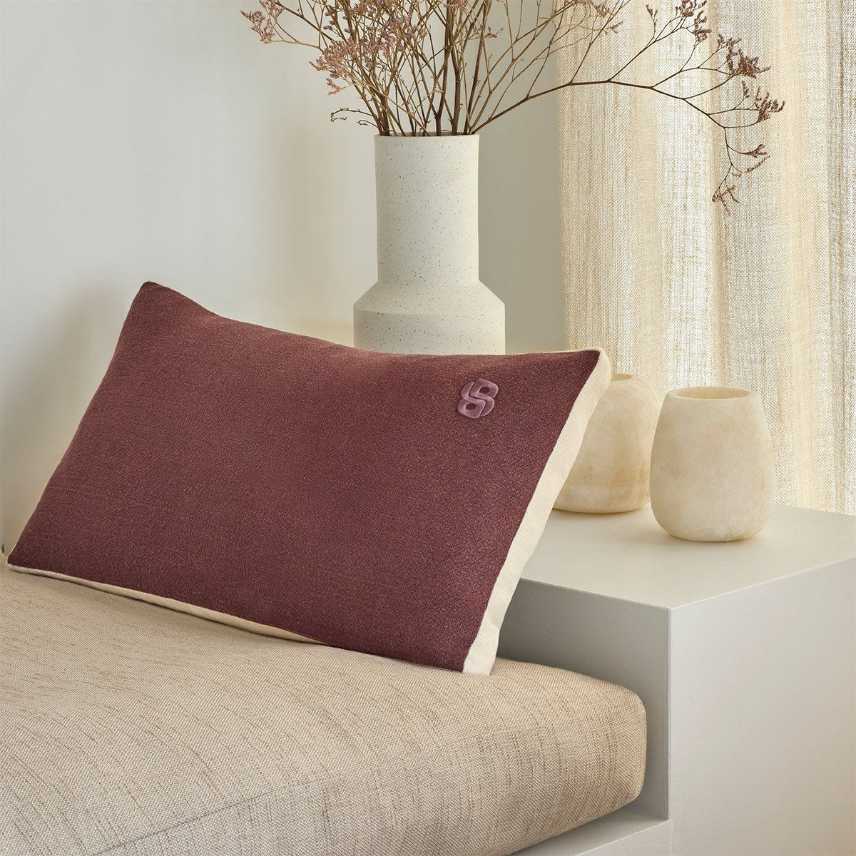 Housse de coussin en lin, clayton BOSS HOME Marron