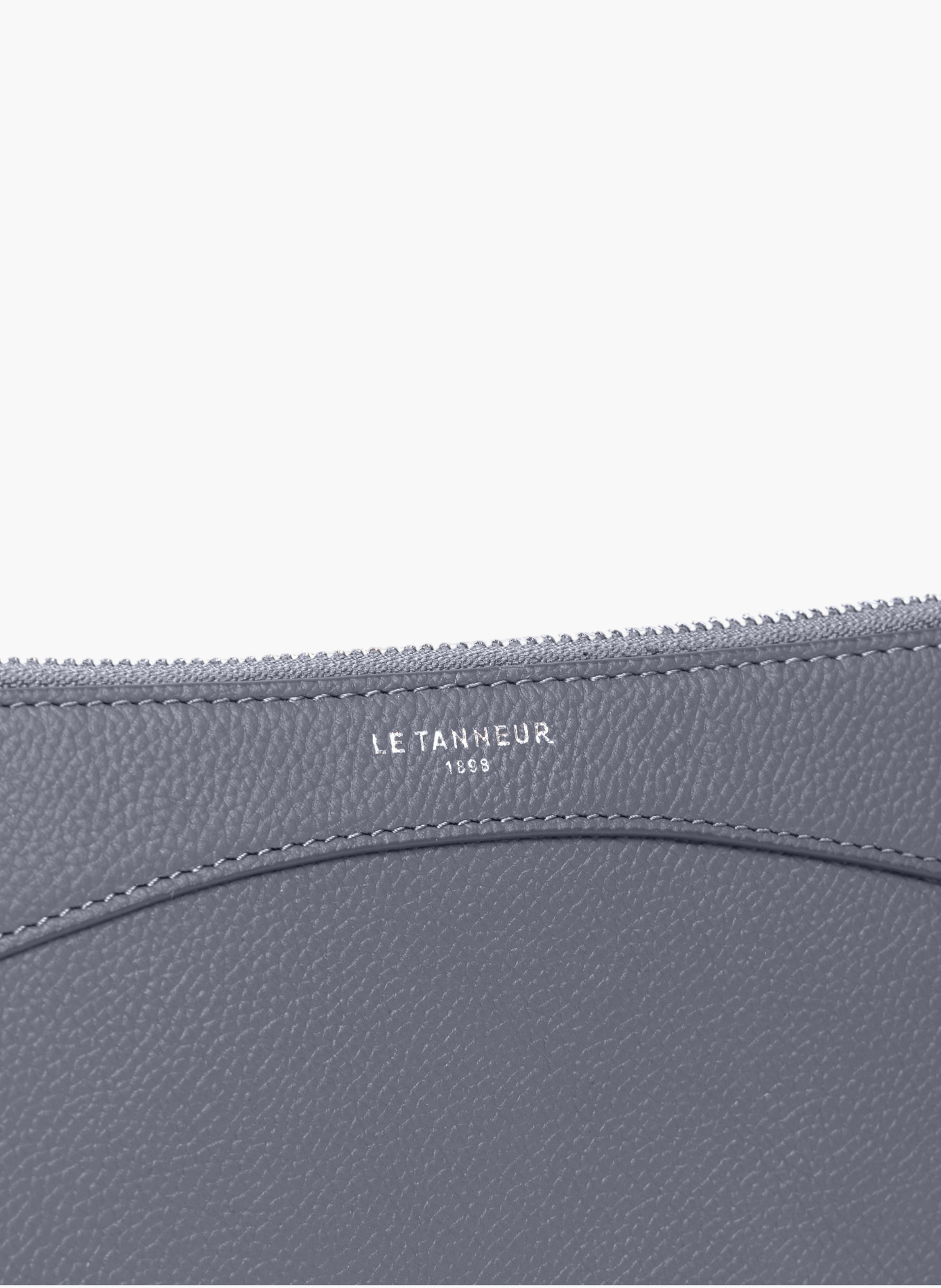 Pochette zippée en cuir grainé LE TANNEUR Bleu