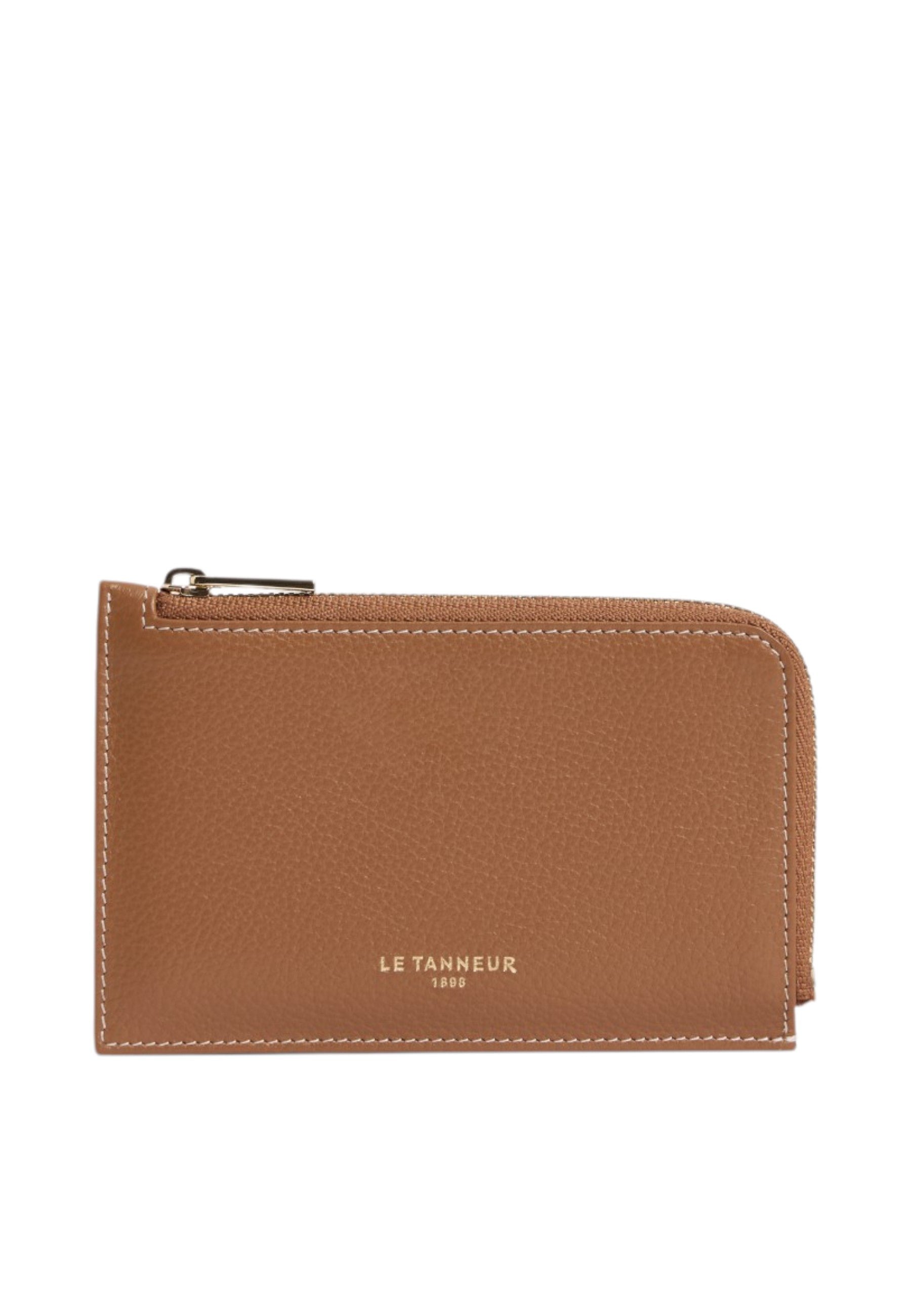 Porte cartes zippé albertine en cuir grainé LE TANNEUR Marron