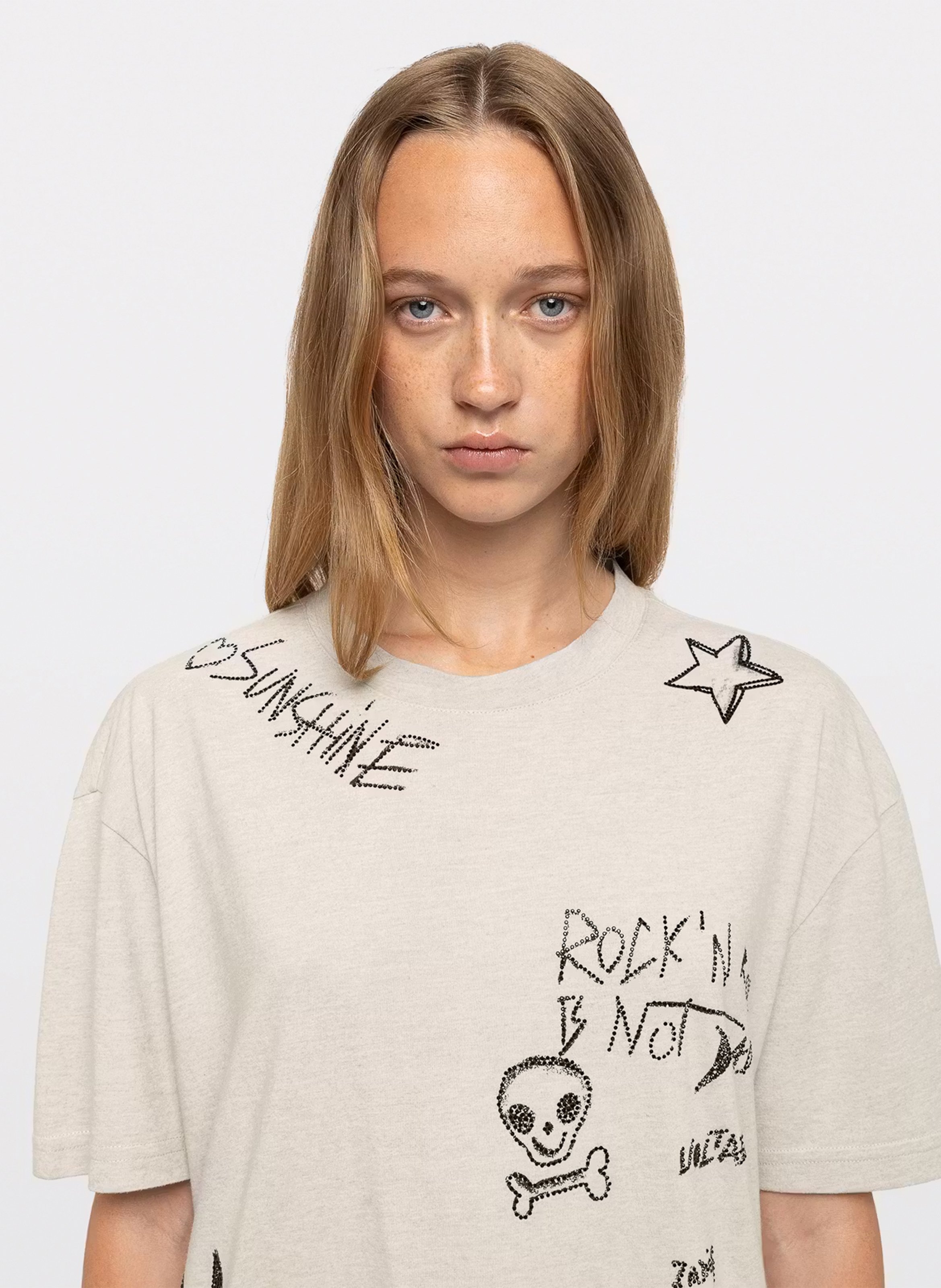 T-shirt met ronde hals en rechte pasvorm met print taida ZADIG&VOLTAIRE Grijs