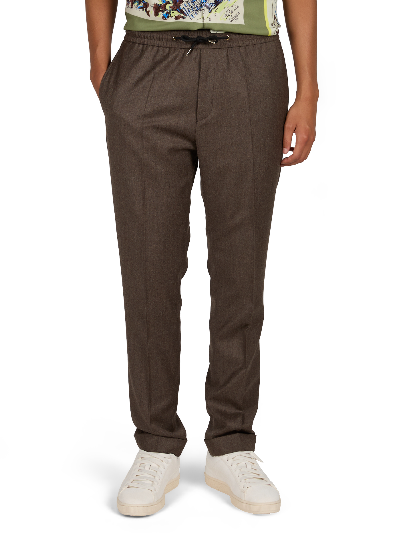 Tailored straight pants in wool and cashmere | Brown PAUL SMITH Men