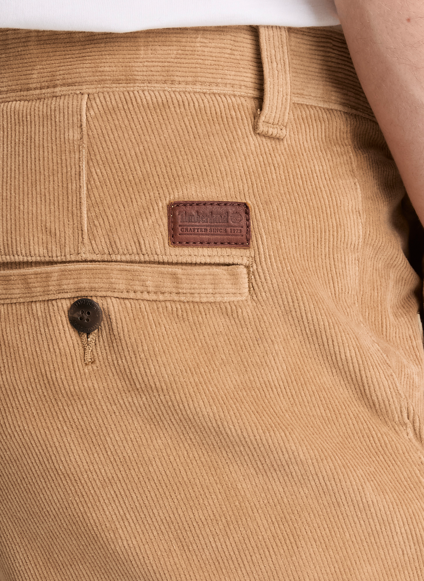 Pantalon droit en coton mélangé côtelé TIMBERLAND Beige