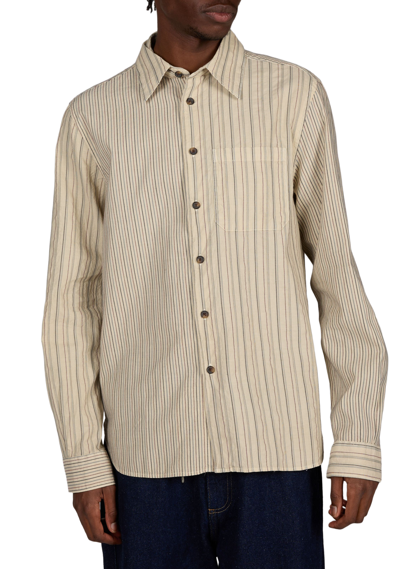 Chemise droite rayée en coton PAUL SMITH Blanc
