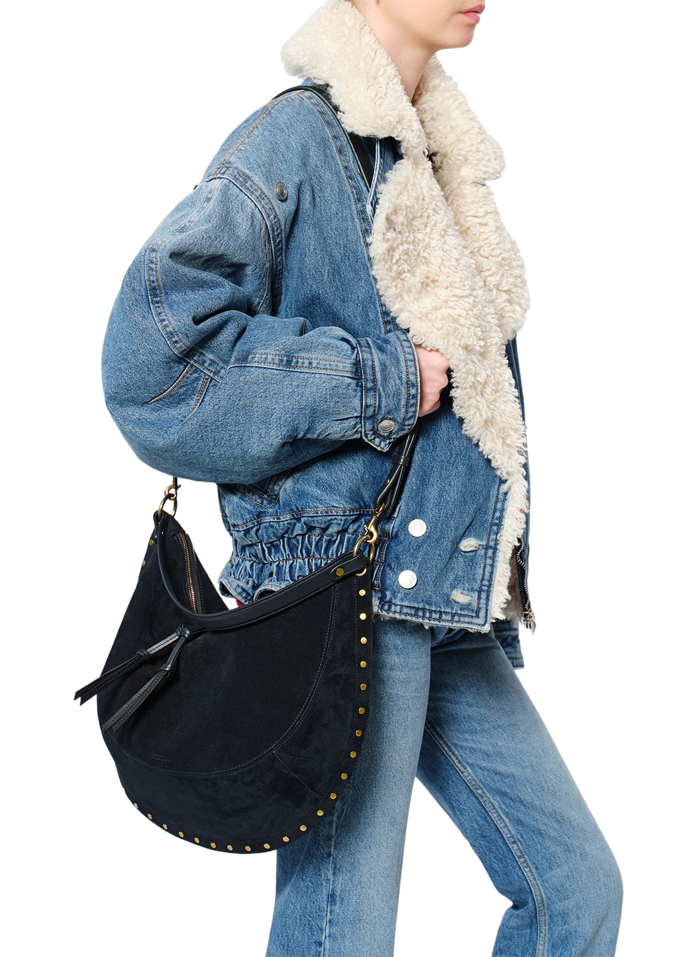 OSKAN SOFT L Tasche aus Veloursleder ISABEL MARANT Schwarz