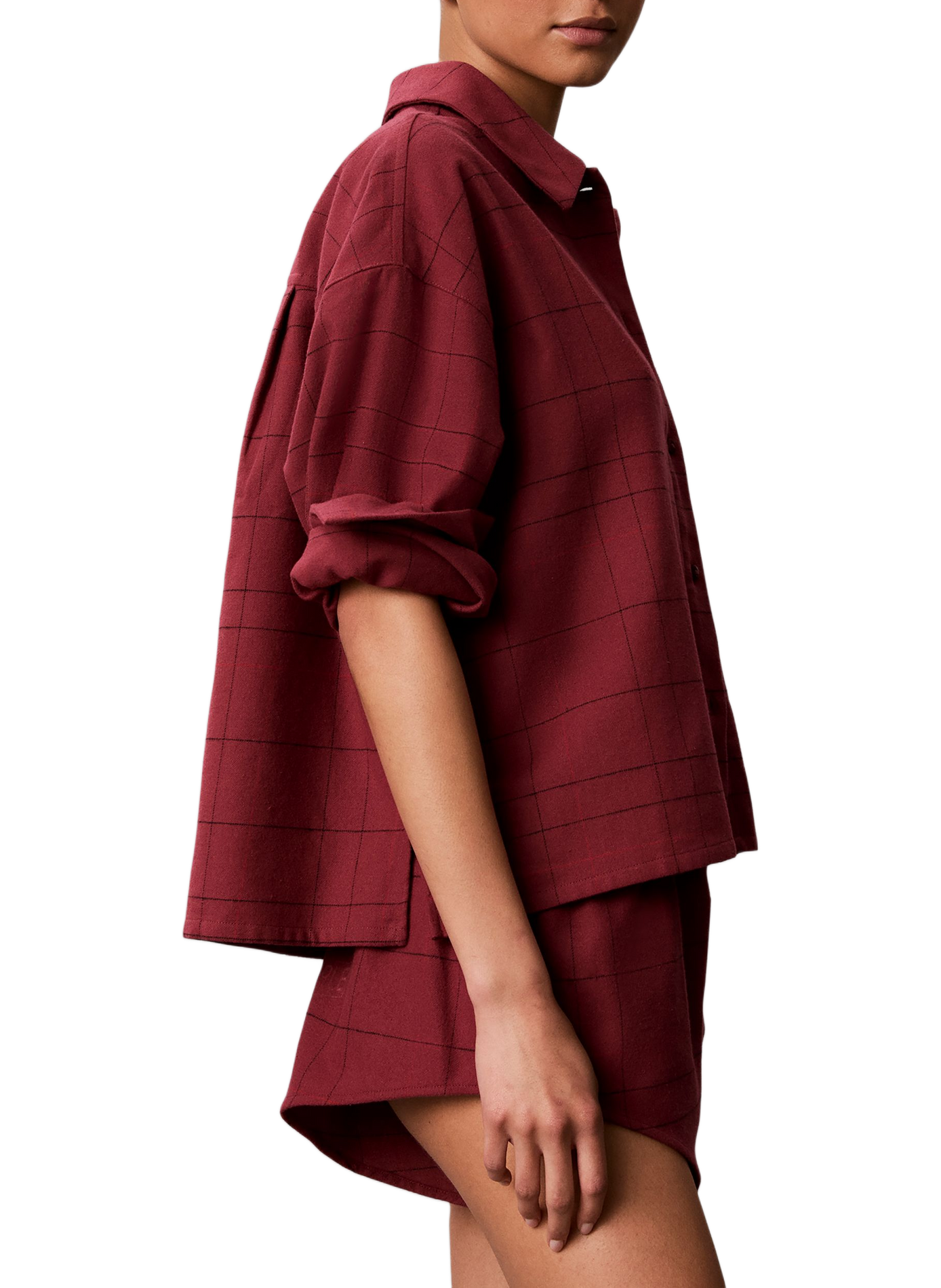 Pyjamaoberteil aus Baumwollmischgewebe mit Karomuster | Rot CALVIN KLEIN Damen