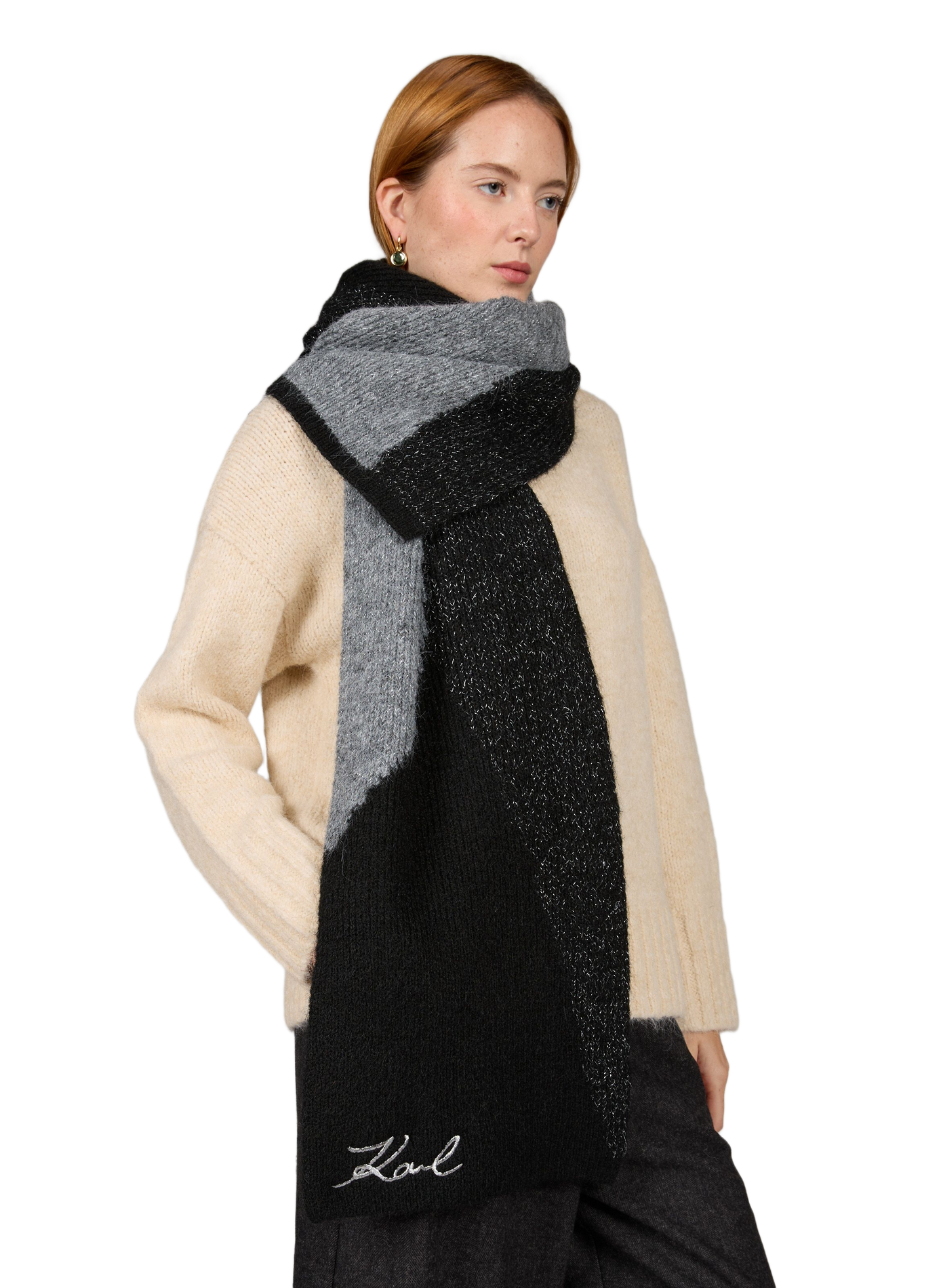 Sciarpa K/Signature stampata KARL LAGERFELD Nero