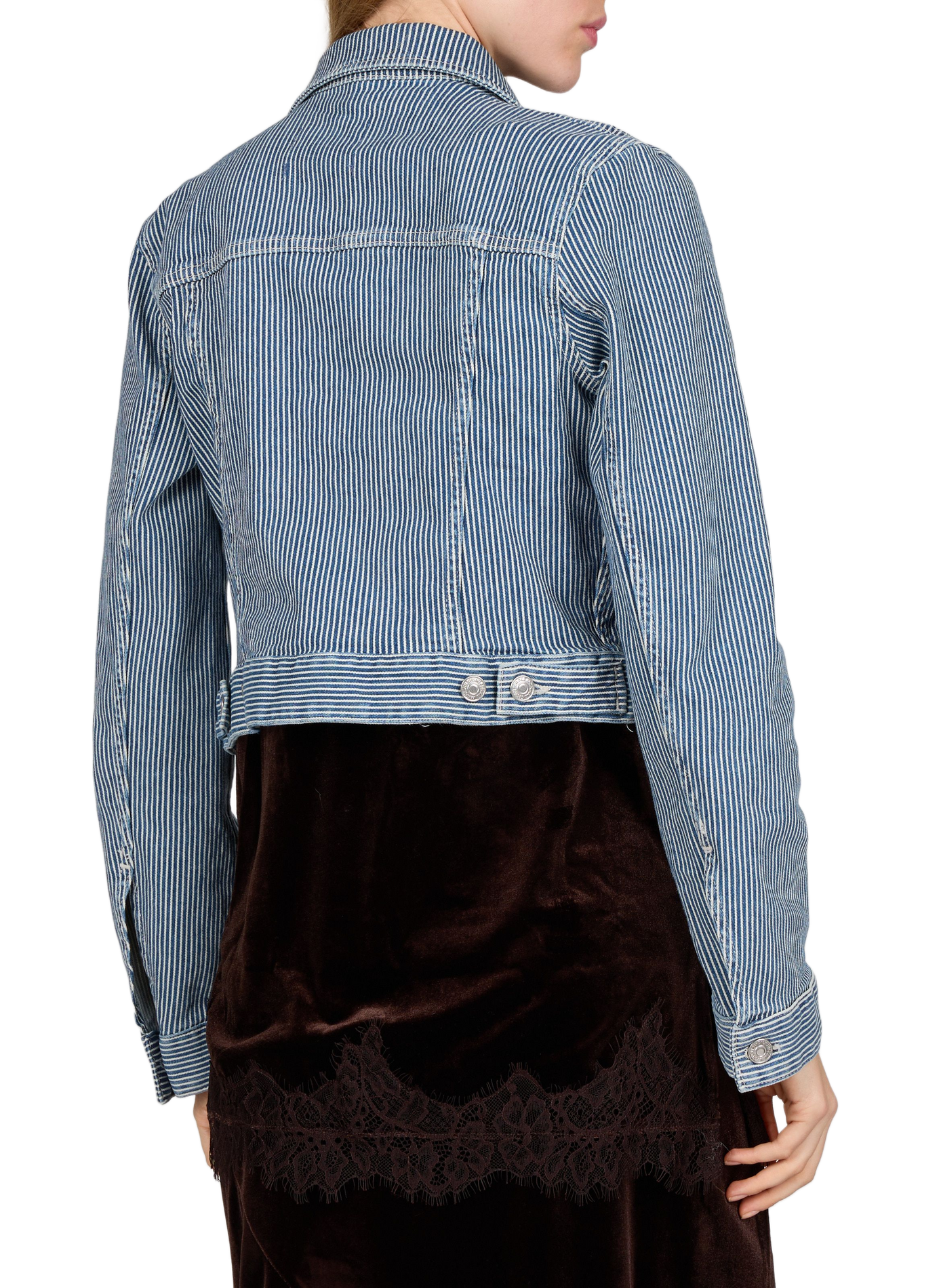 SHRUN striped cropped jacket 7 FOR ALL MANKIND Blue