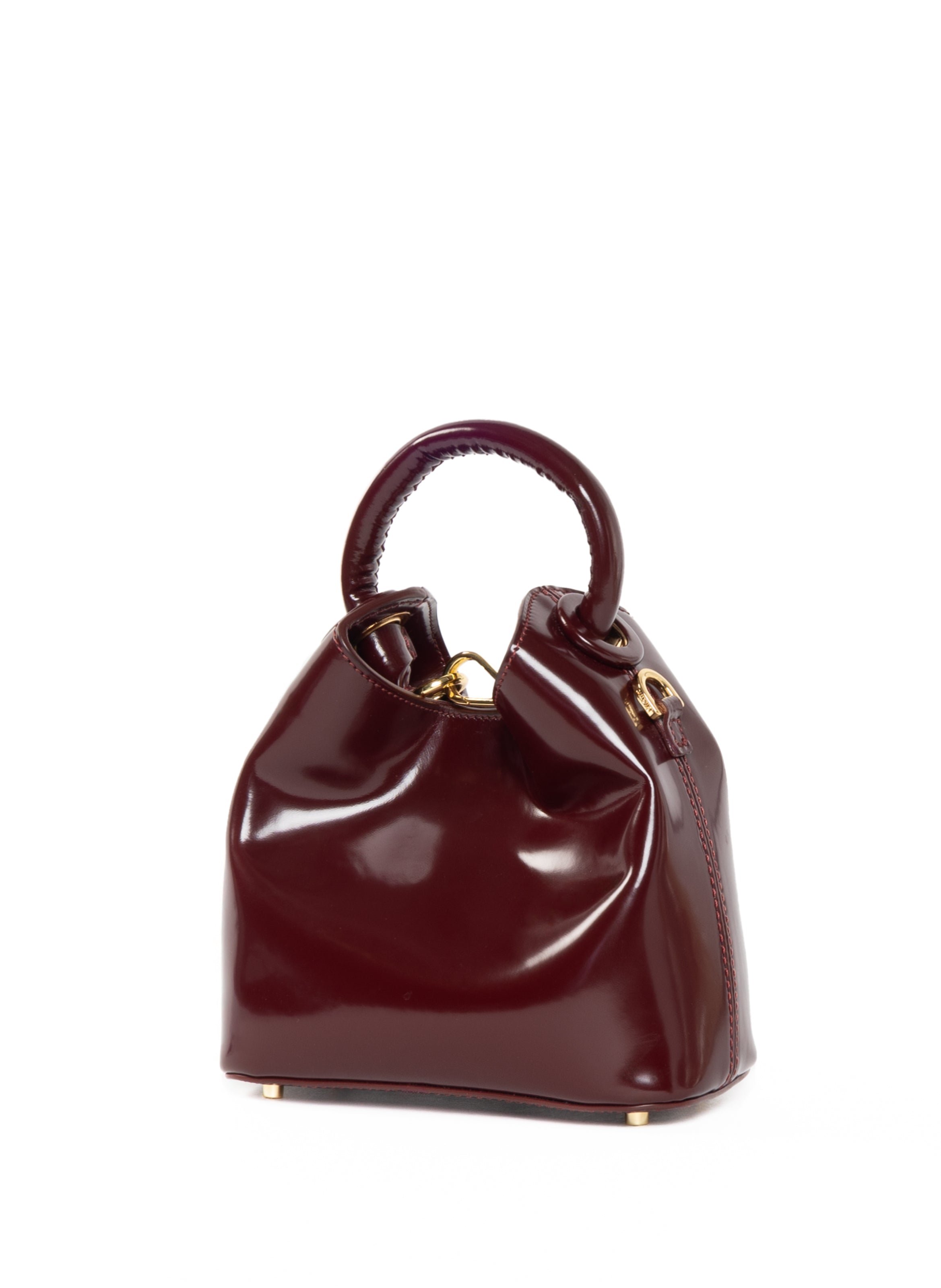 Sac madeleine en cuir verni ELLEME Rouge