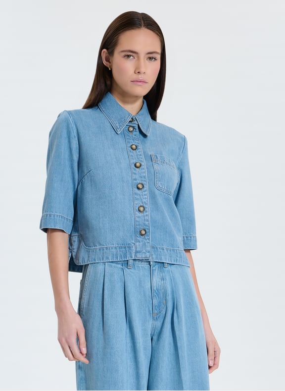 Chemise bleu ciel droite - celina Bleu by ZAPA ZAPA Chemise bleu ciel droite - celina Bleu