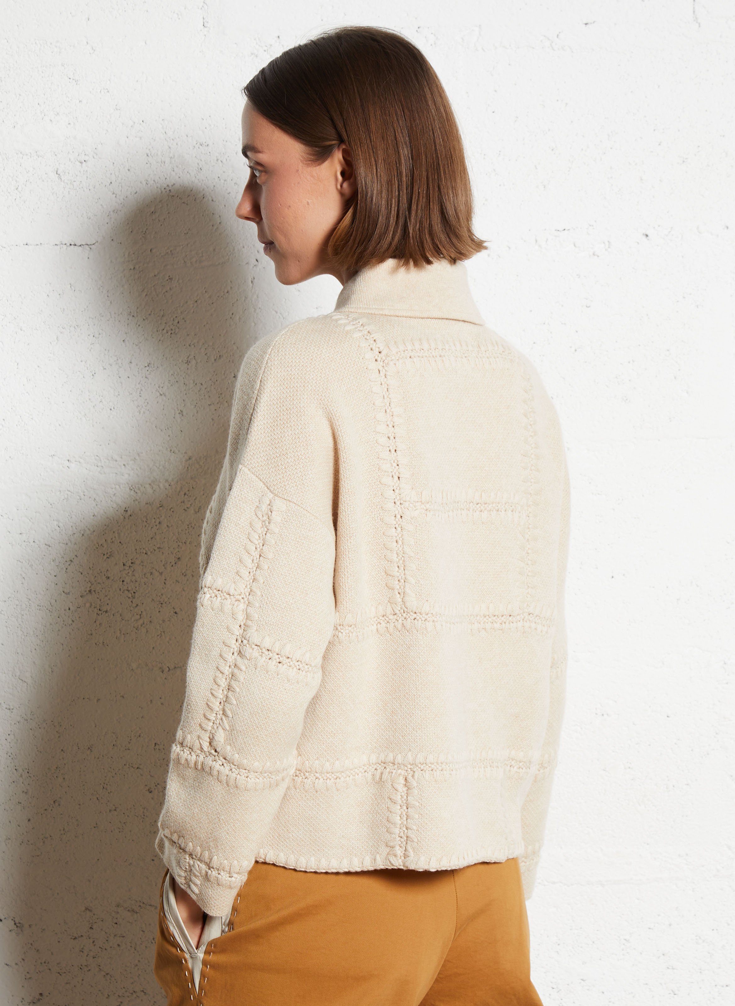 Veste ample col classique en cachemire janet solid KUJTEN Beige