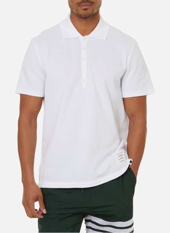 Polo shirt with logo patch White by THOM BROWNE THOM BROWNE Polo shirt with logo patch White