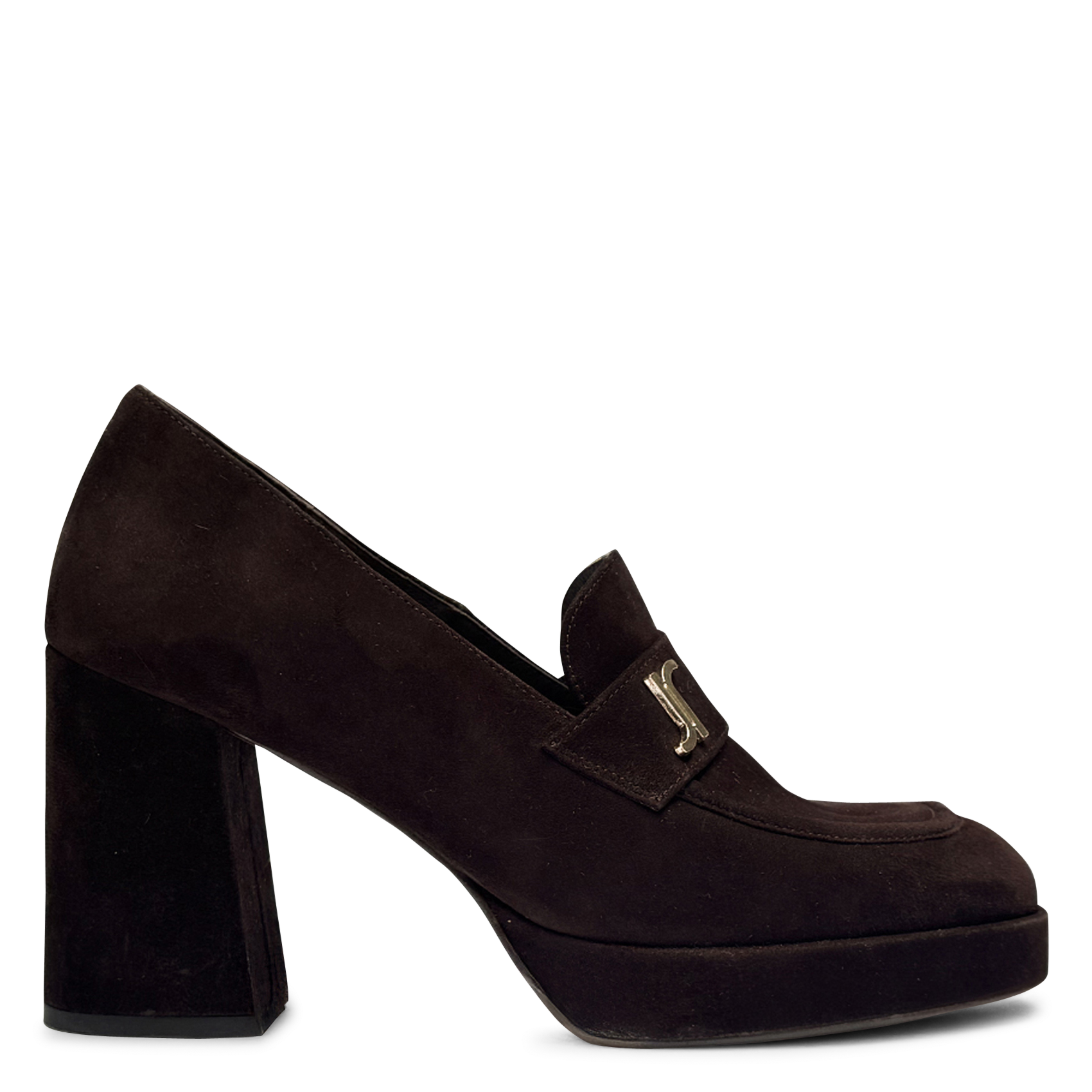 Mocassins à talons en cuir velours violon JONAK Marron