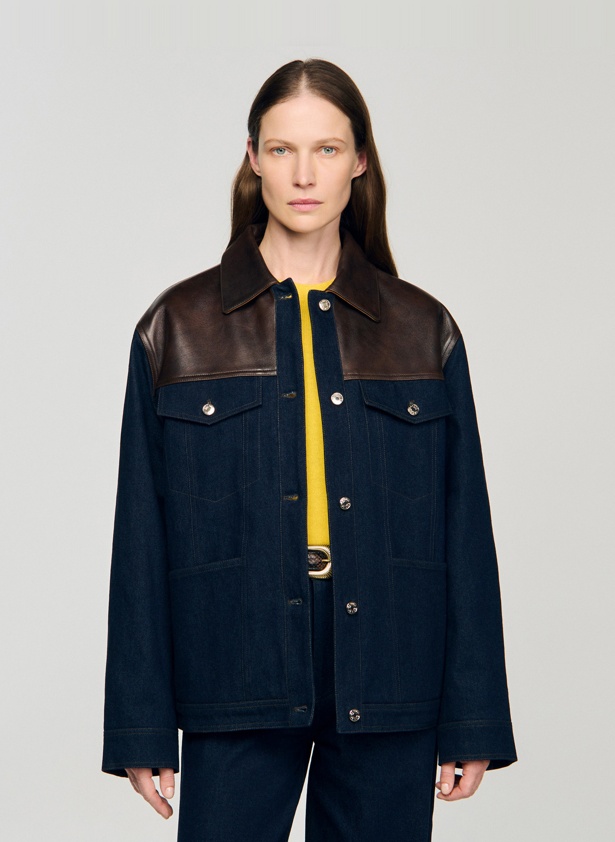 Veste en jean col classique SANDRO Bleu