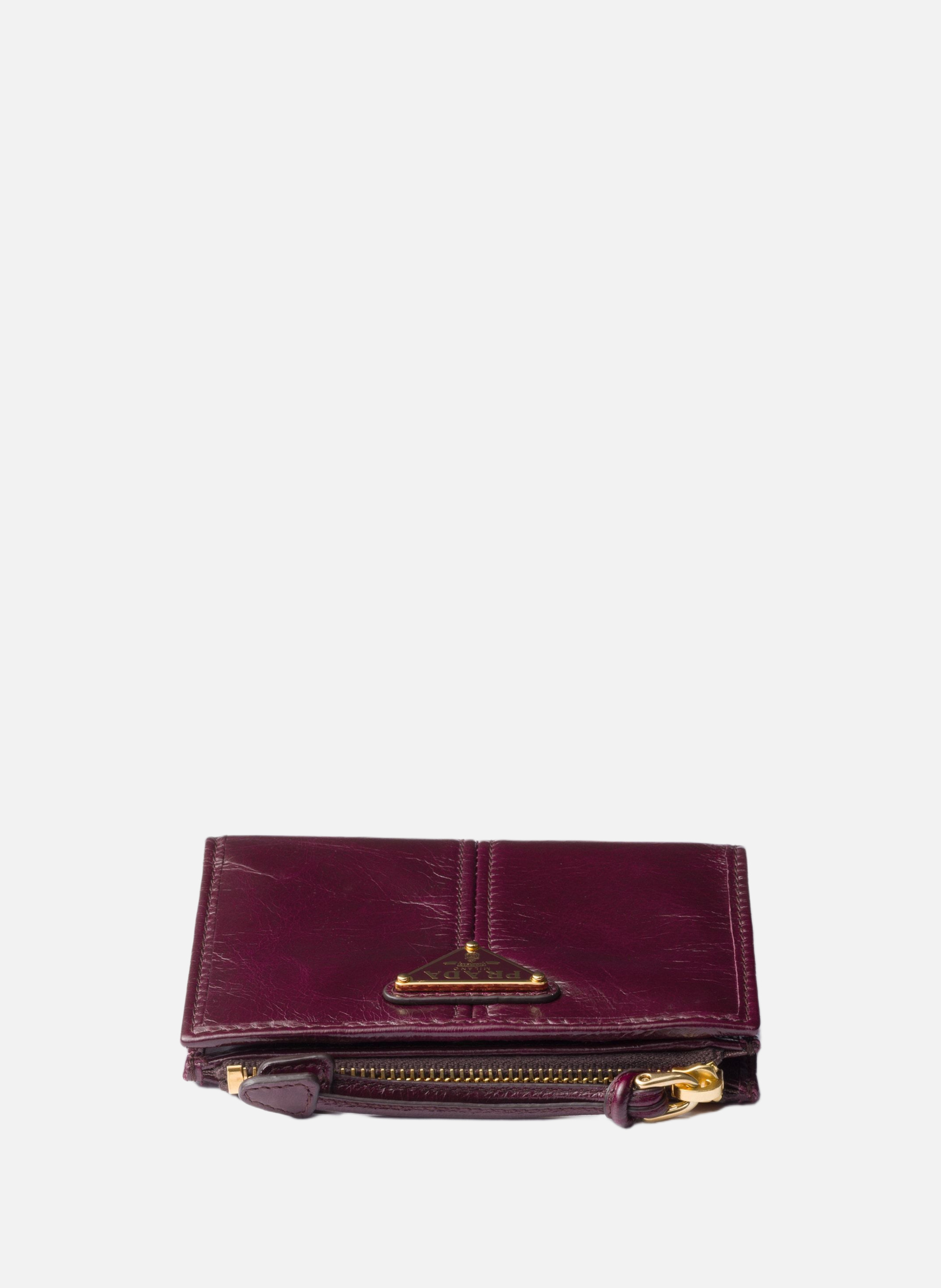 Petit portefeuille en cuir PRADA Rouge