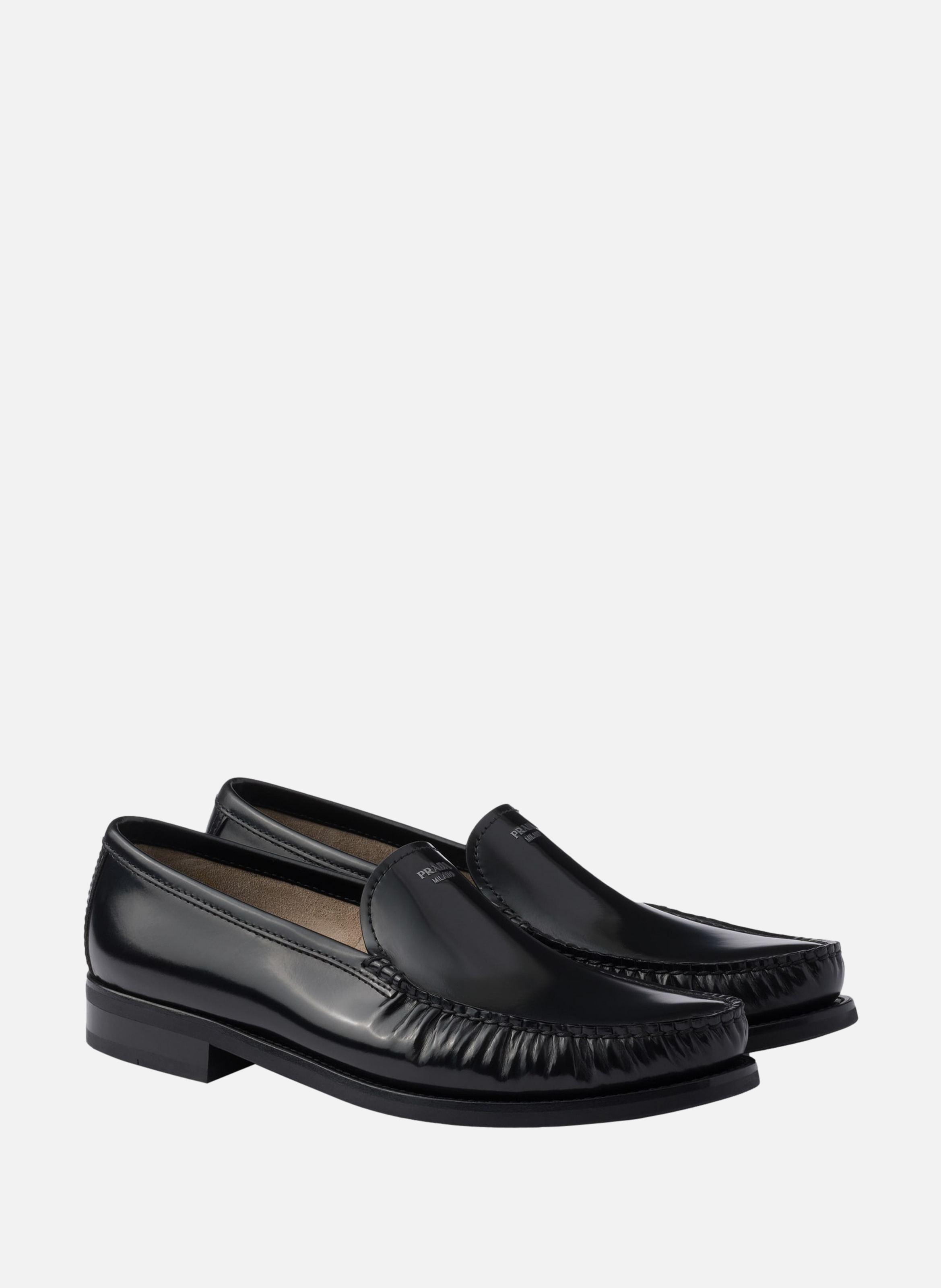 Mocassins en cuir brossé PRADA Noir