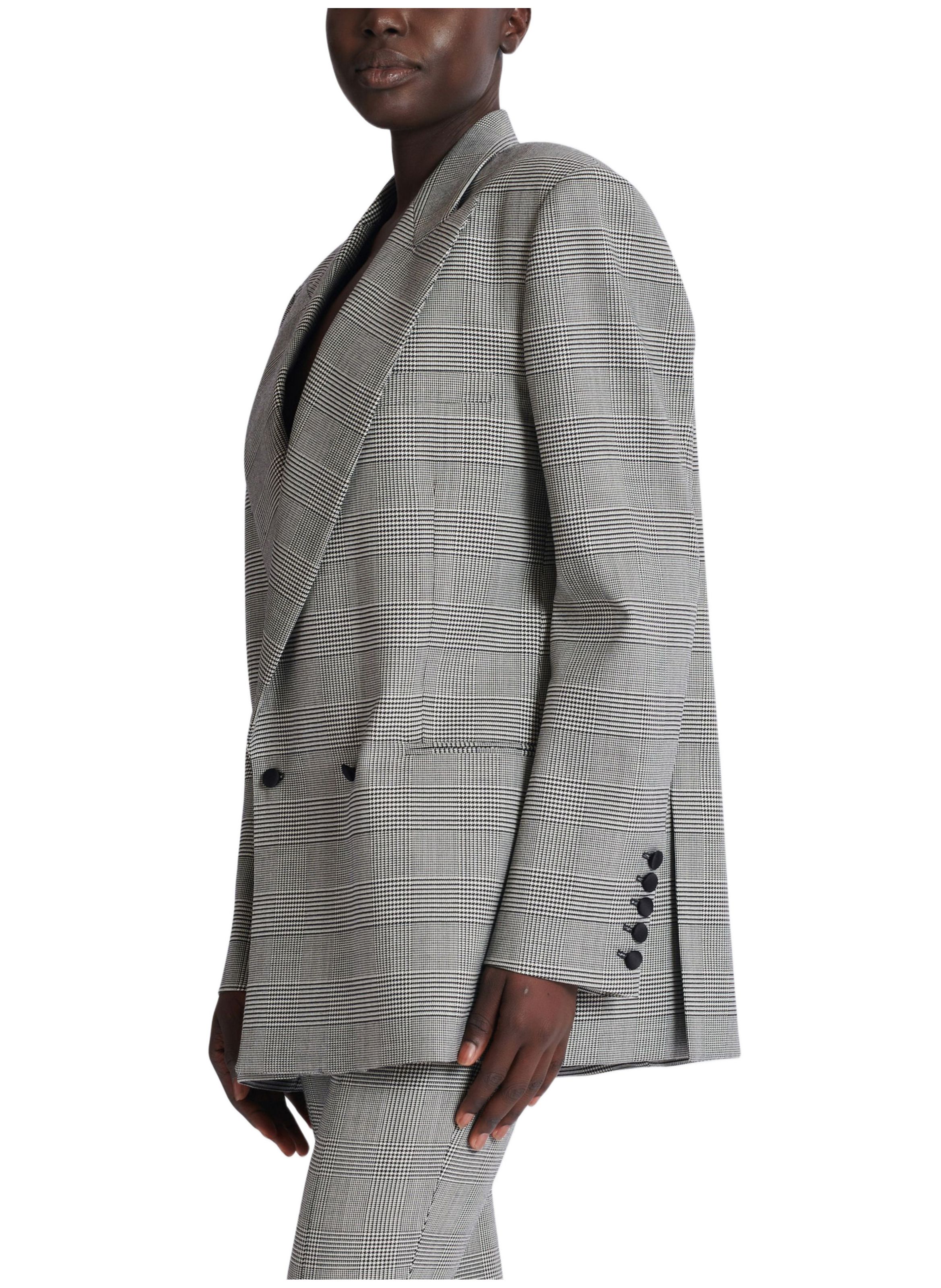 Veste ample en jacquard prince de galles BALMAIN Noir