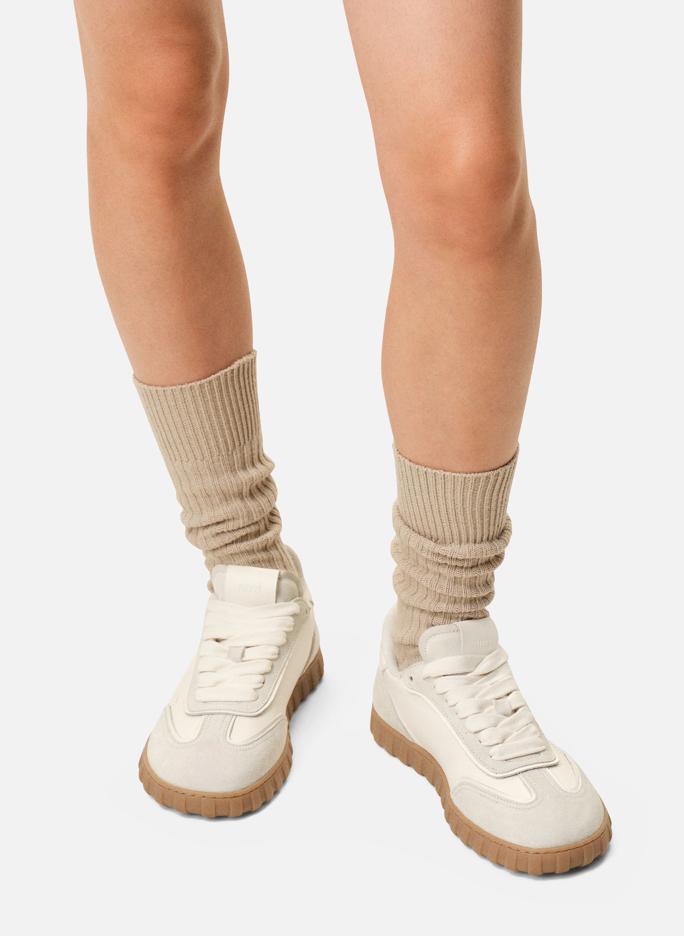 Sneakers step unisexes en cuir de vachette AMI PARIS Blanc