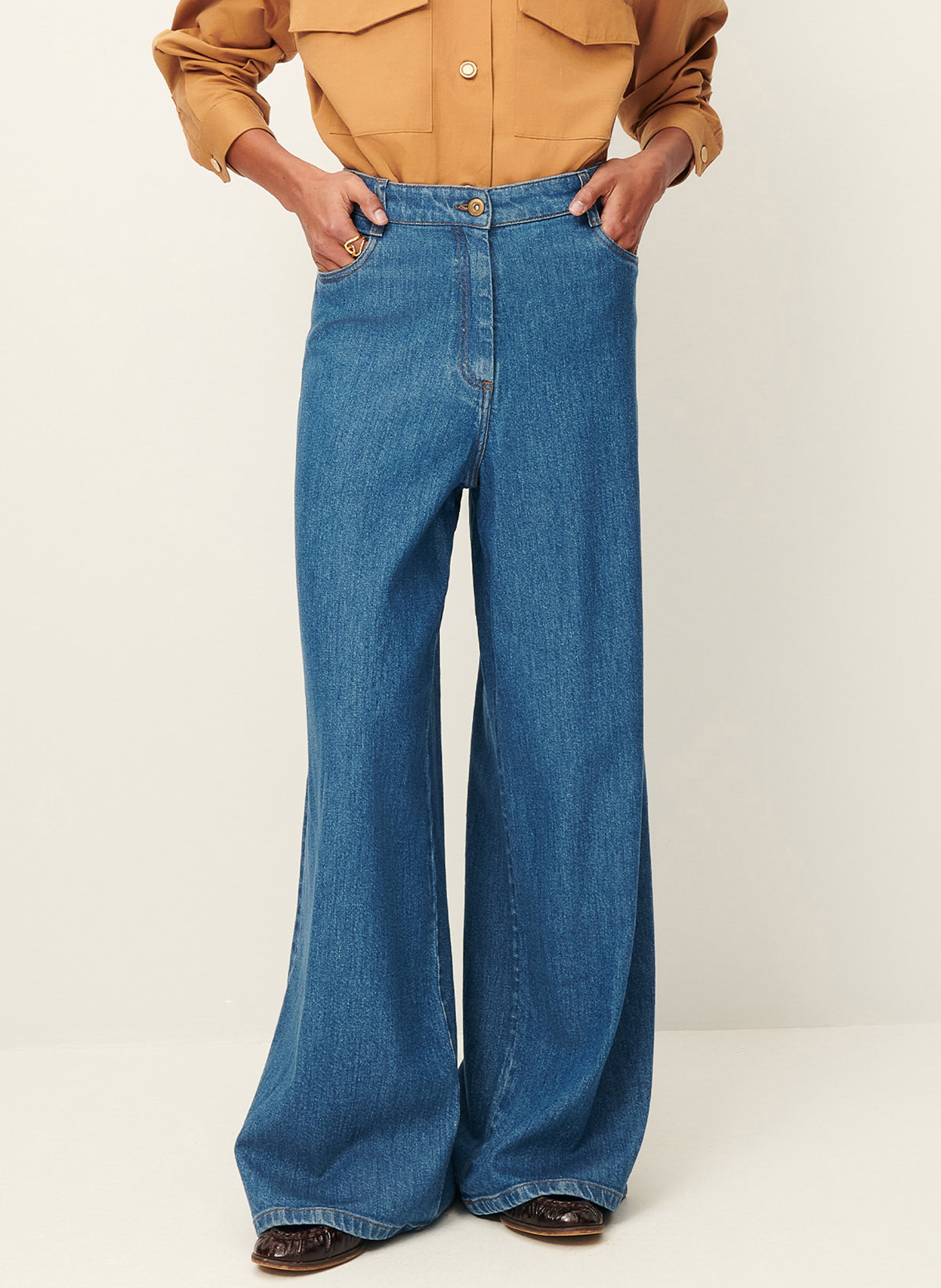 Jean ample taille haute uni dalt SESSUN Bleu