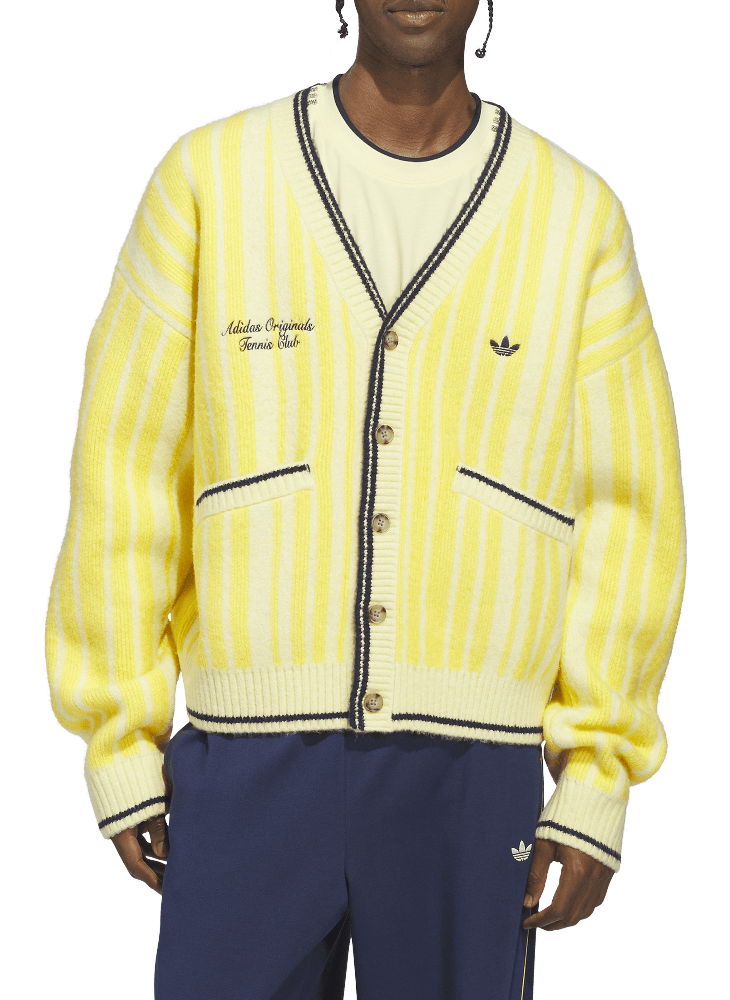 Striped cardigan in cotton and wool blend ADIDAS Yellow