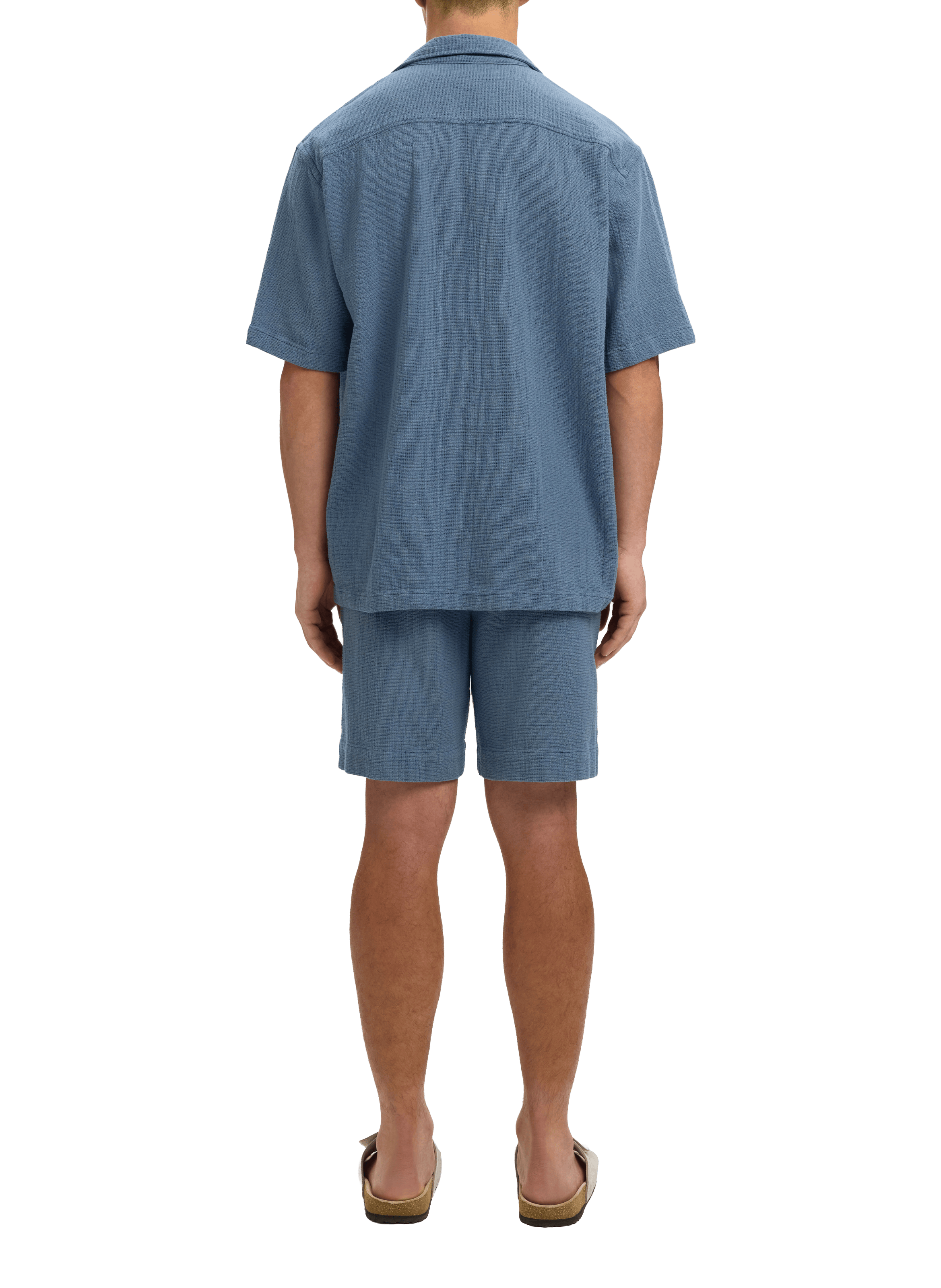 Short-sleeved cotton shirt SELECTED Blue