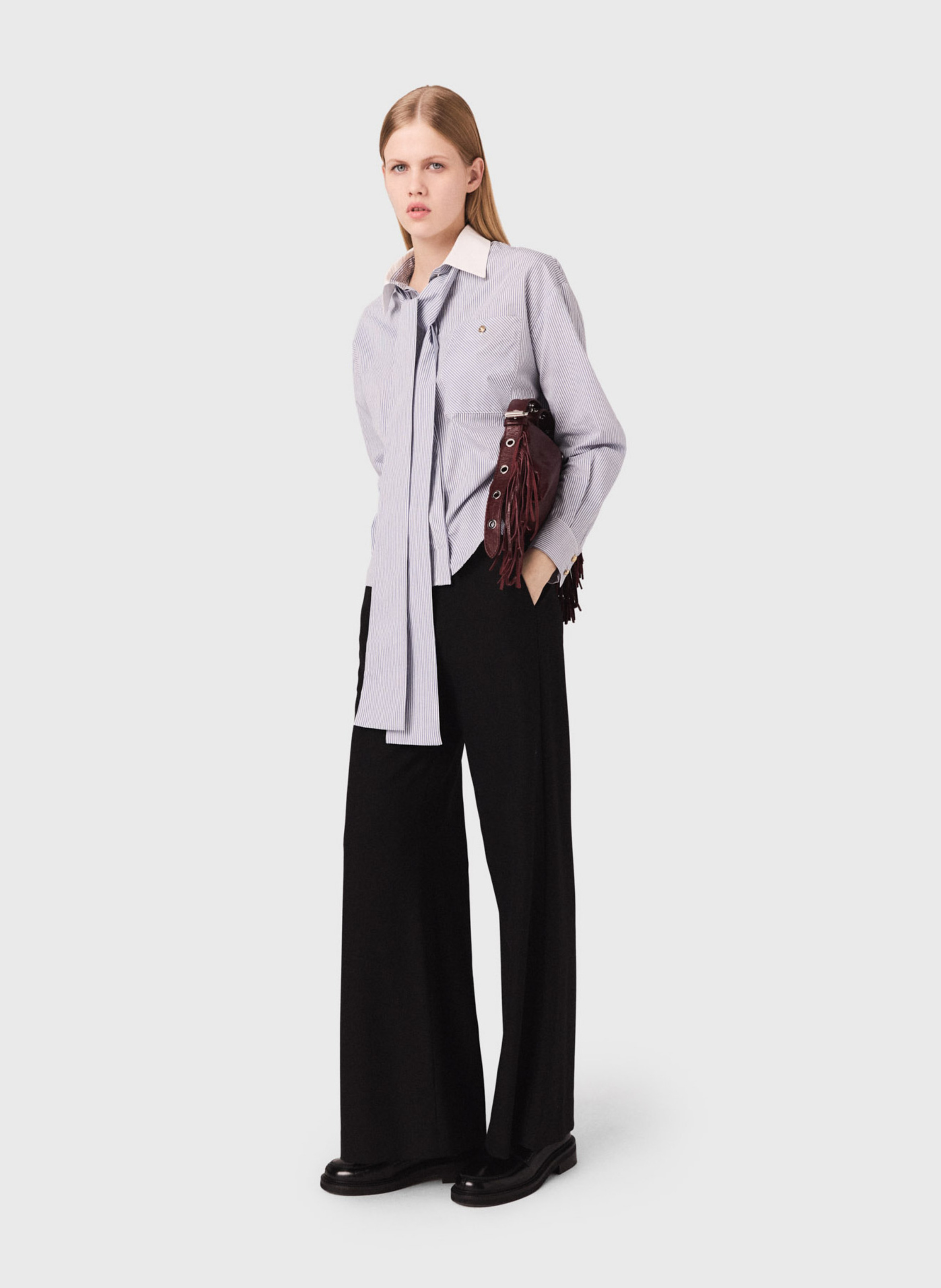 Pantalon flare en laine mélangée MAJE Noir