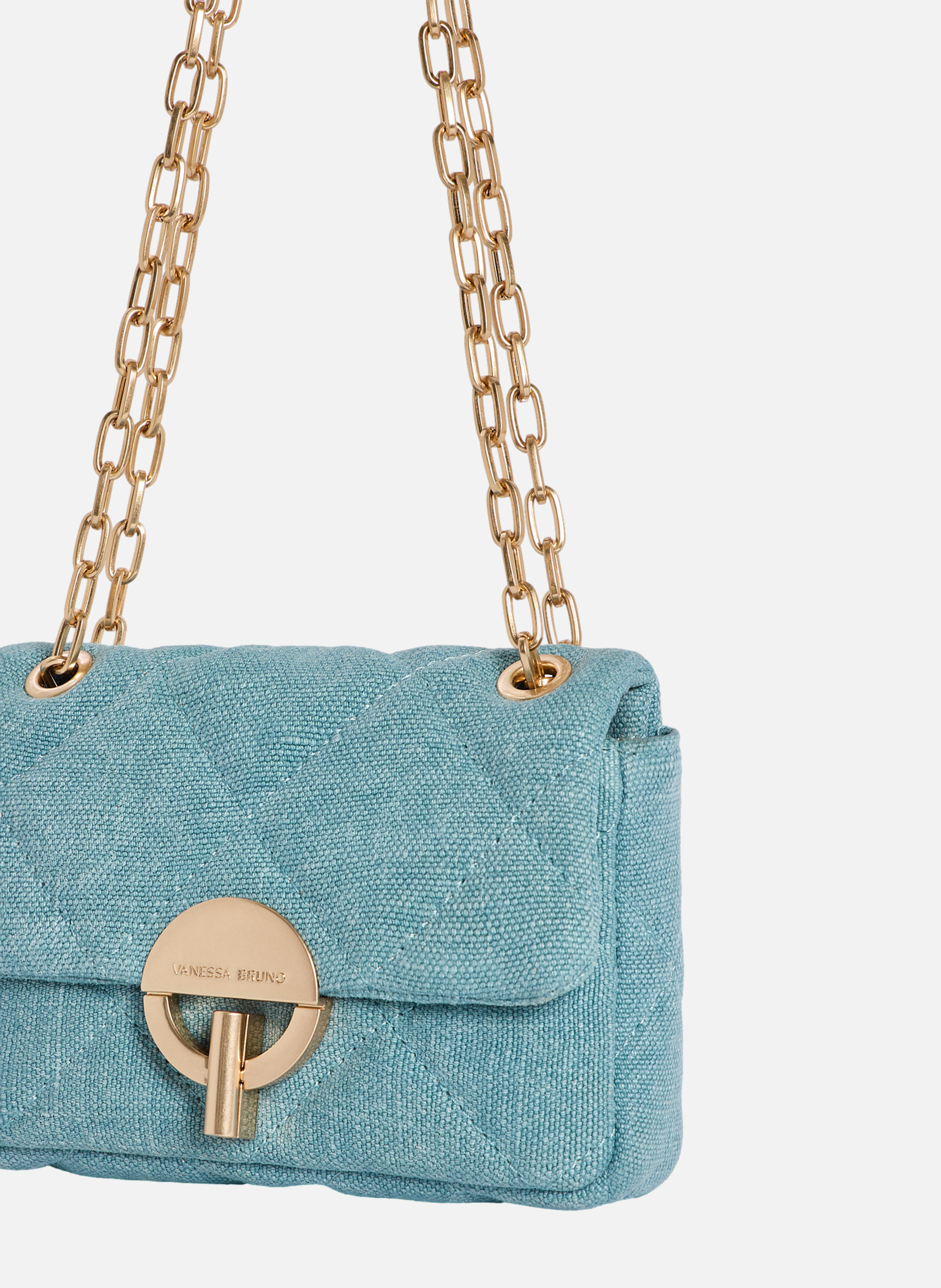 Petit sac moon en lin VANESSA BRUNO Bleu