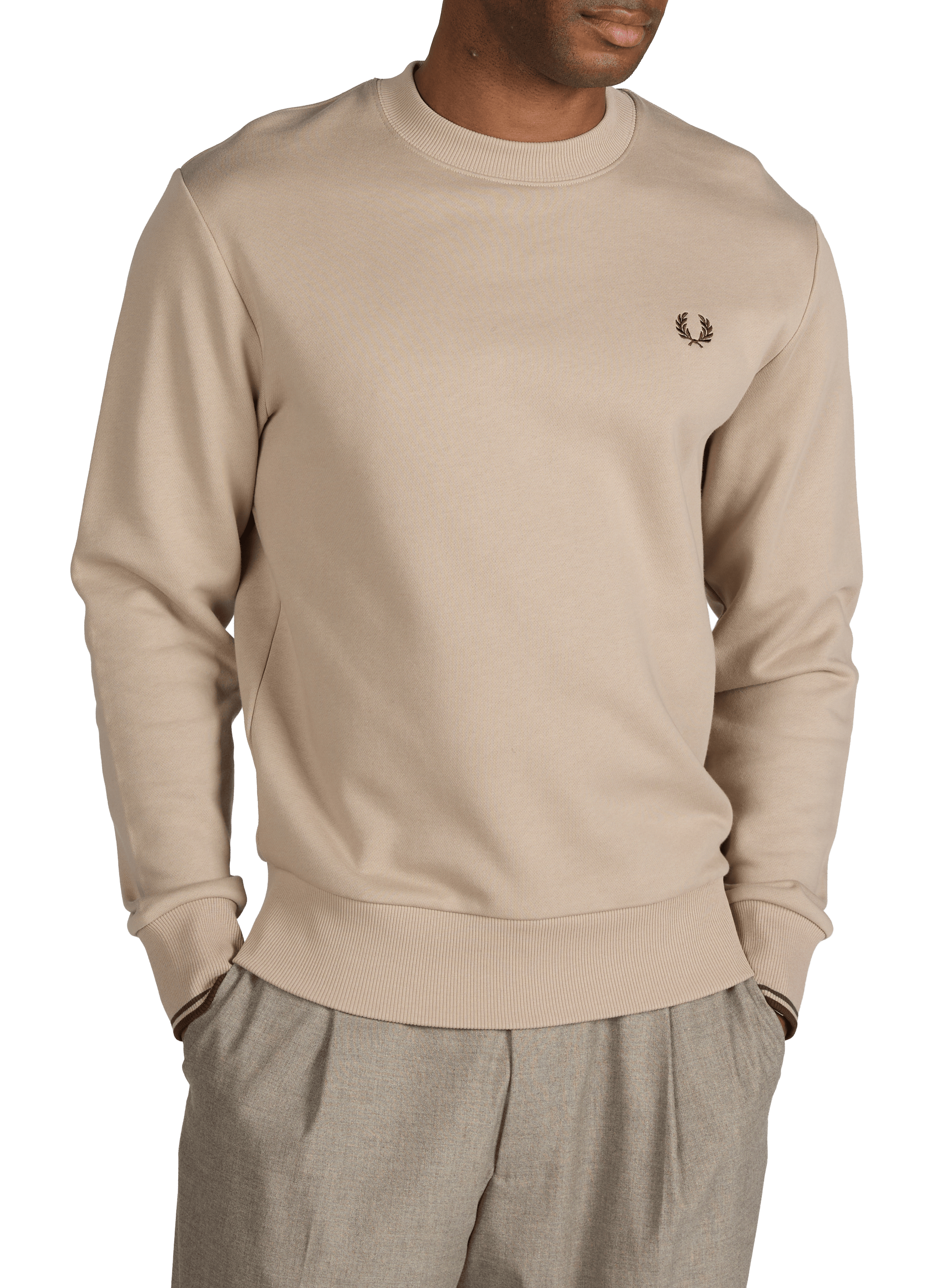 Round-neck cotton sweatshirt FRED PERRY Beige