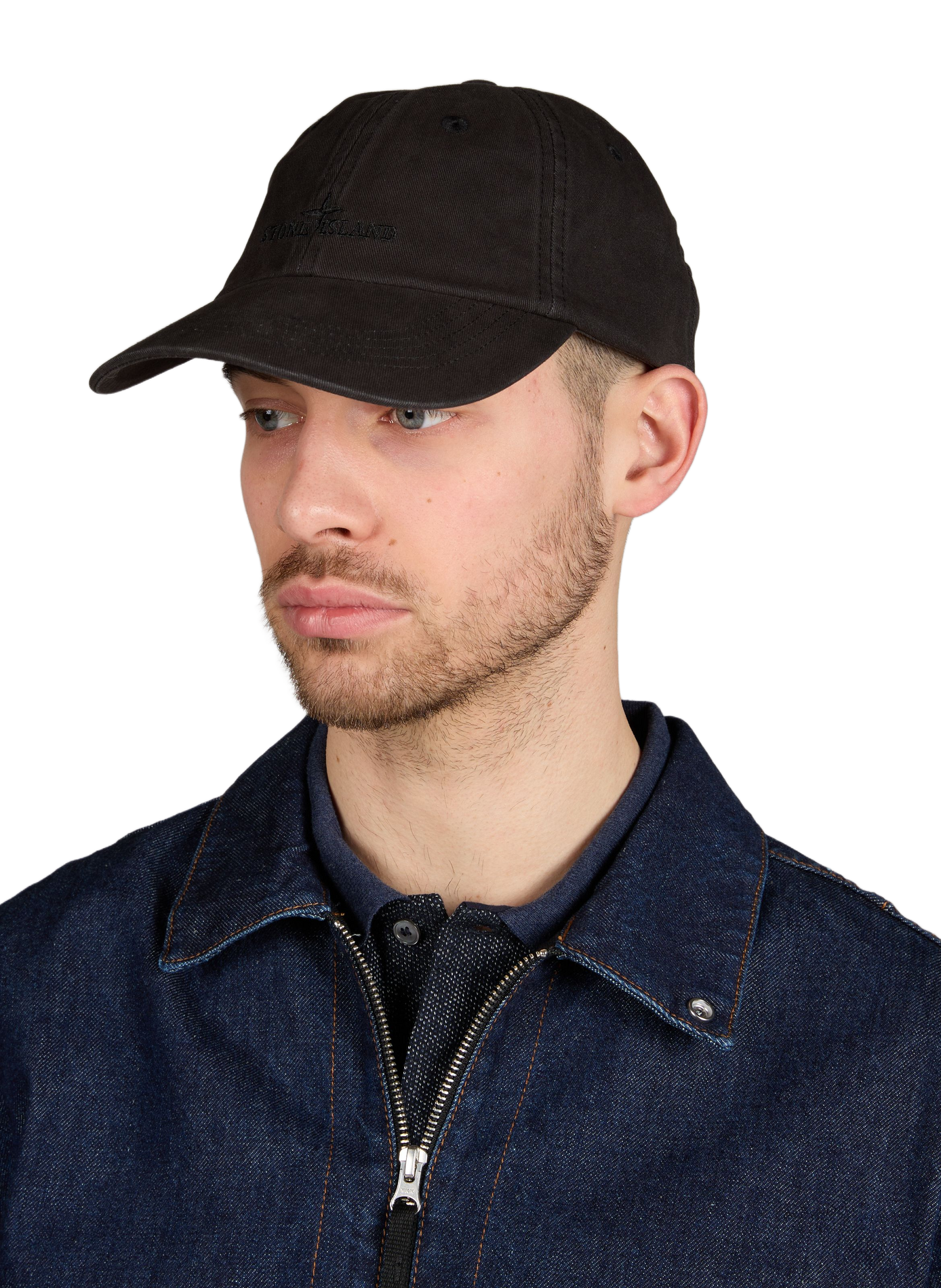 Cotton Logo Baseball Cap STONE ISLAND Black
