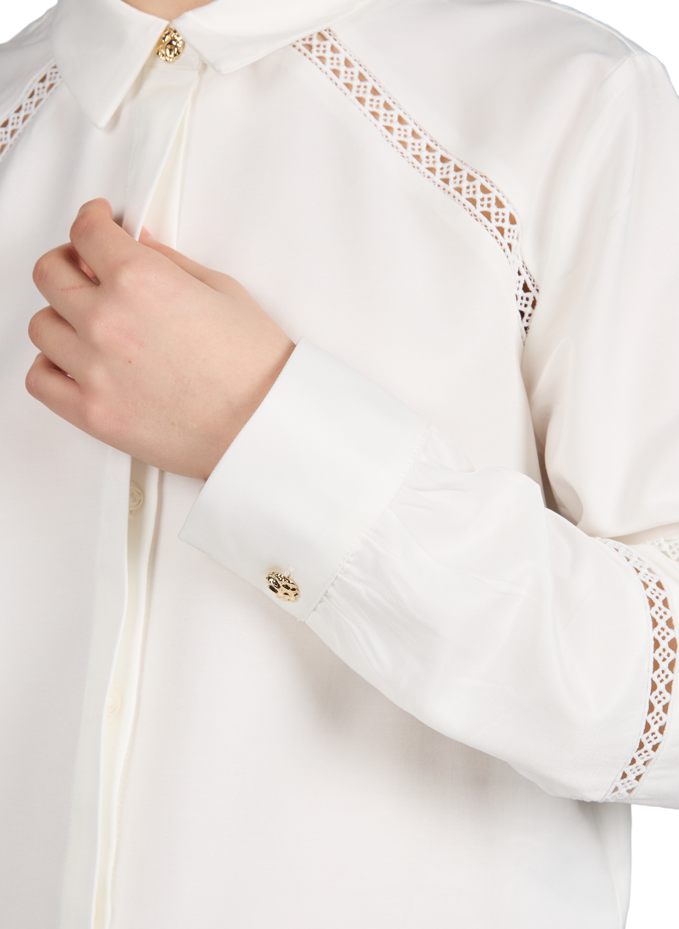 Vigry straight blouse with embroidery VILA Beige