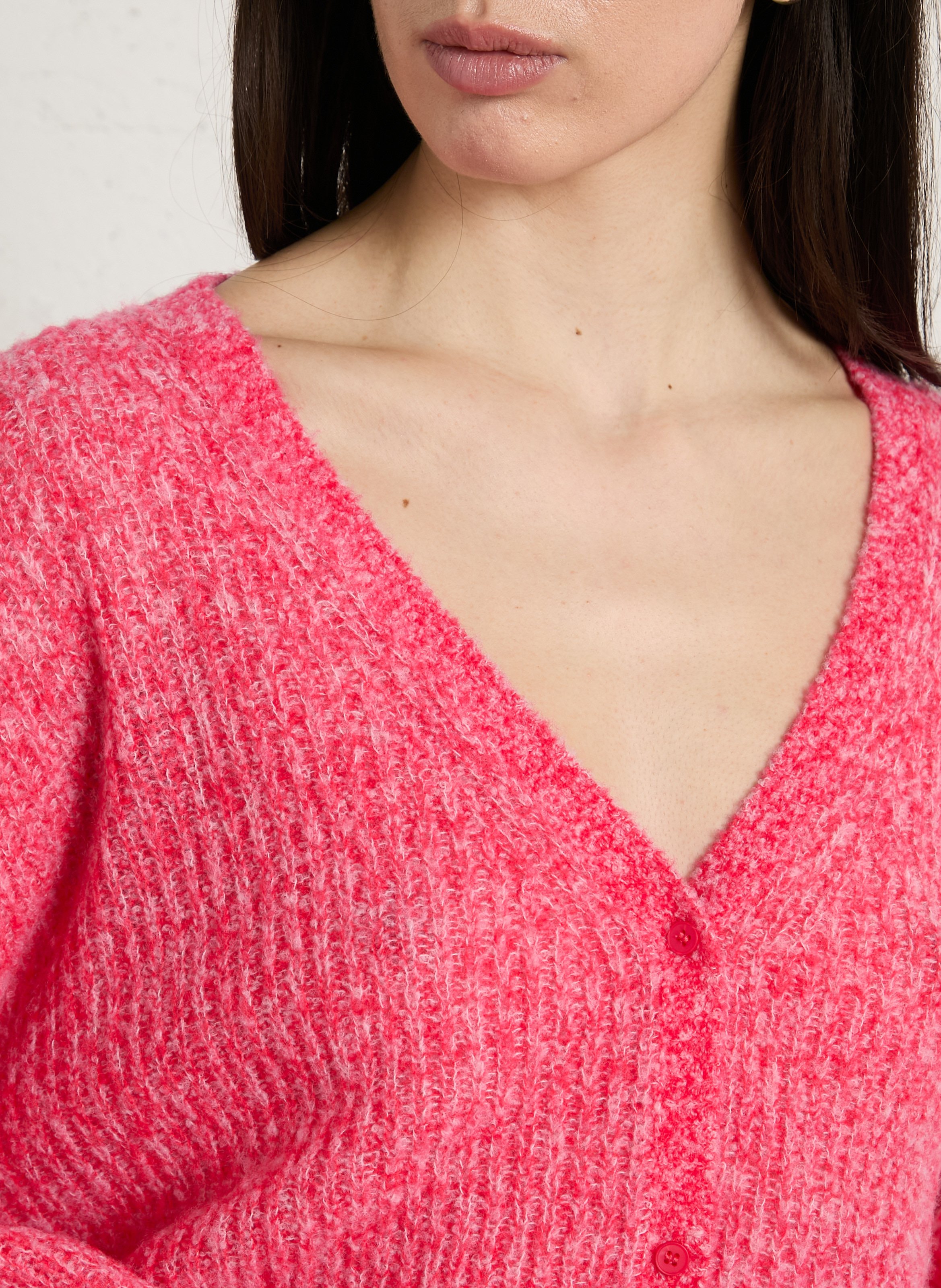 Gilet droit col v en laine mélangée nuggy AMERICAN VINTAGE Rouge