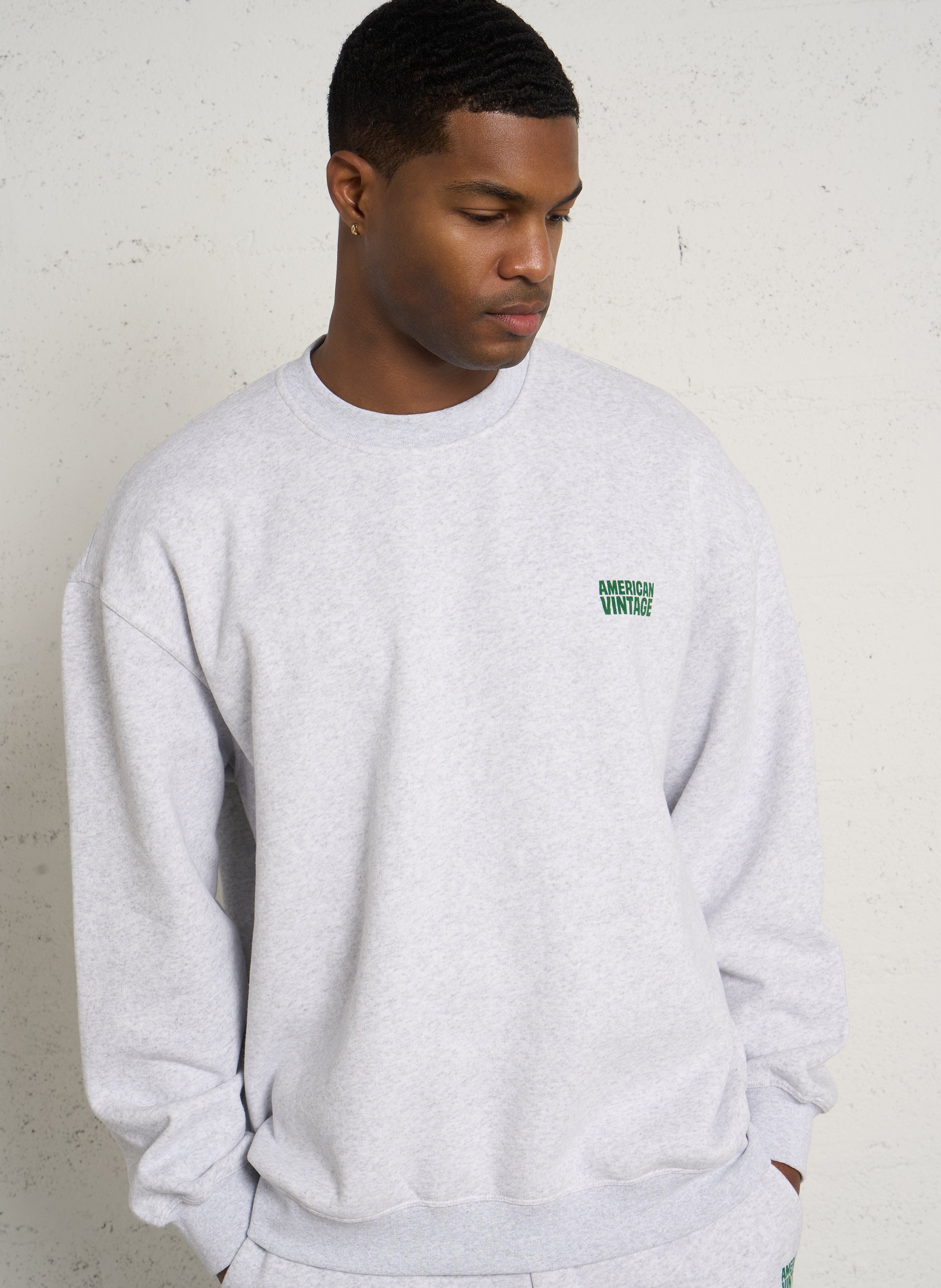 Sweat droit col rond baptown AMERICAN VINTAGE Gris