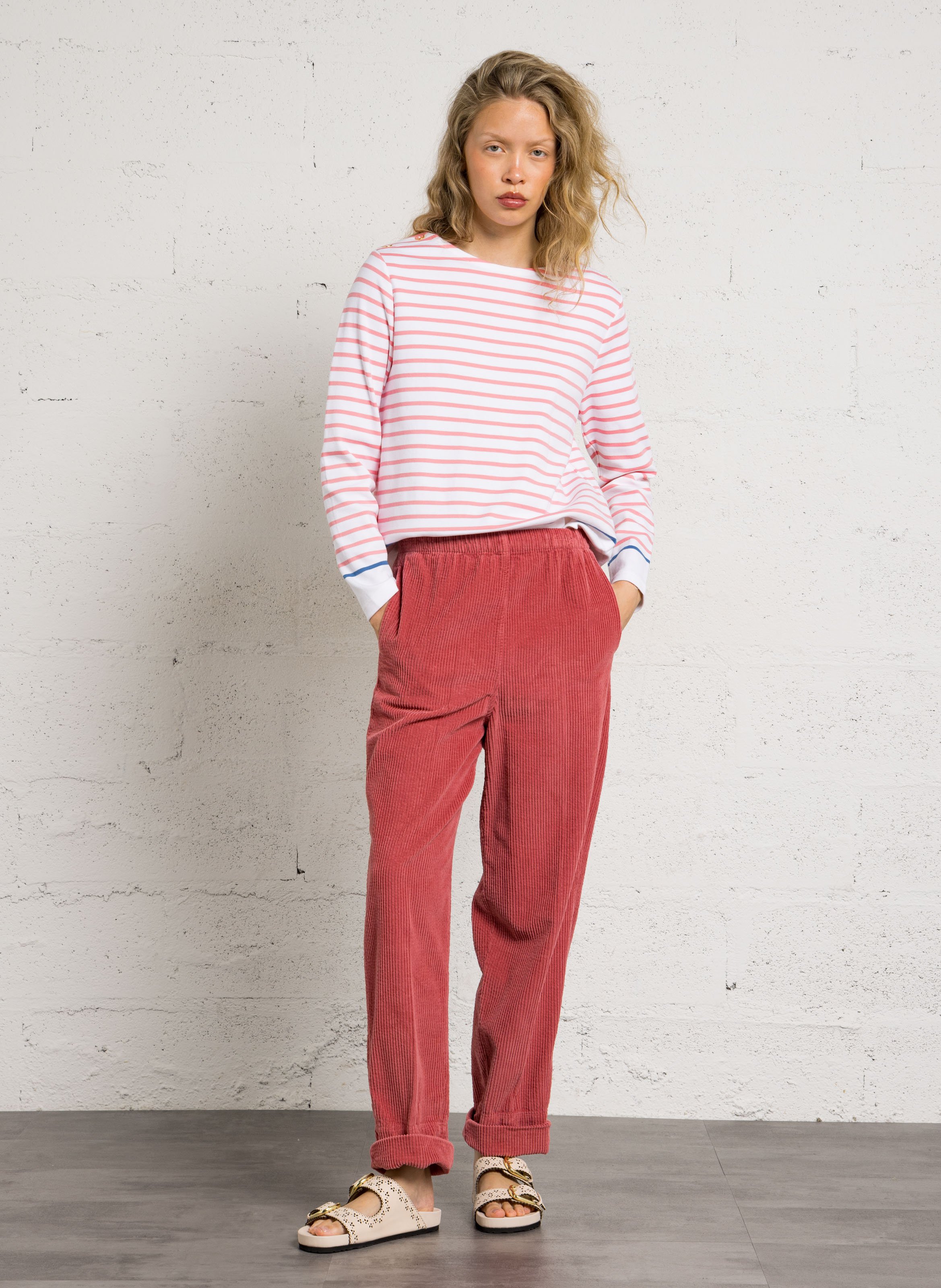 Top manches longues marinière en coton ARMOR-LUX Blanc