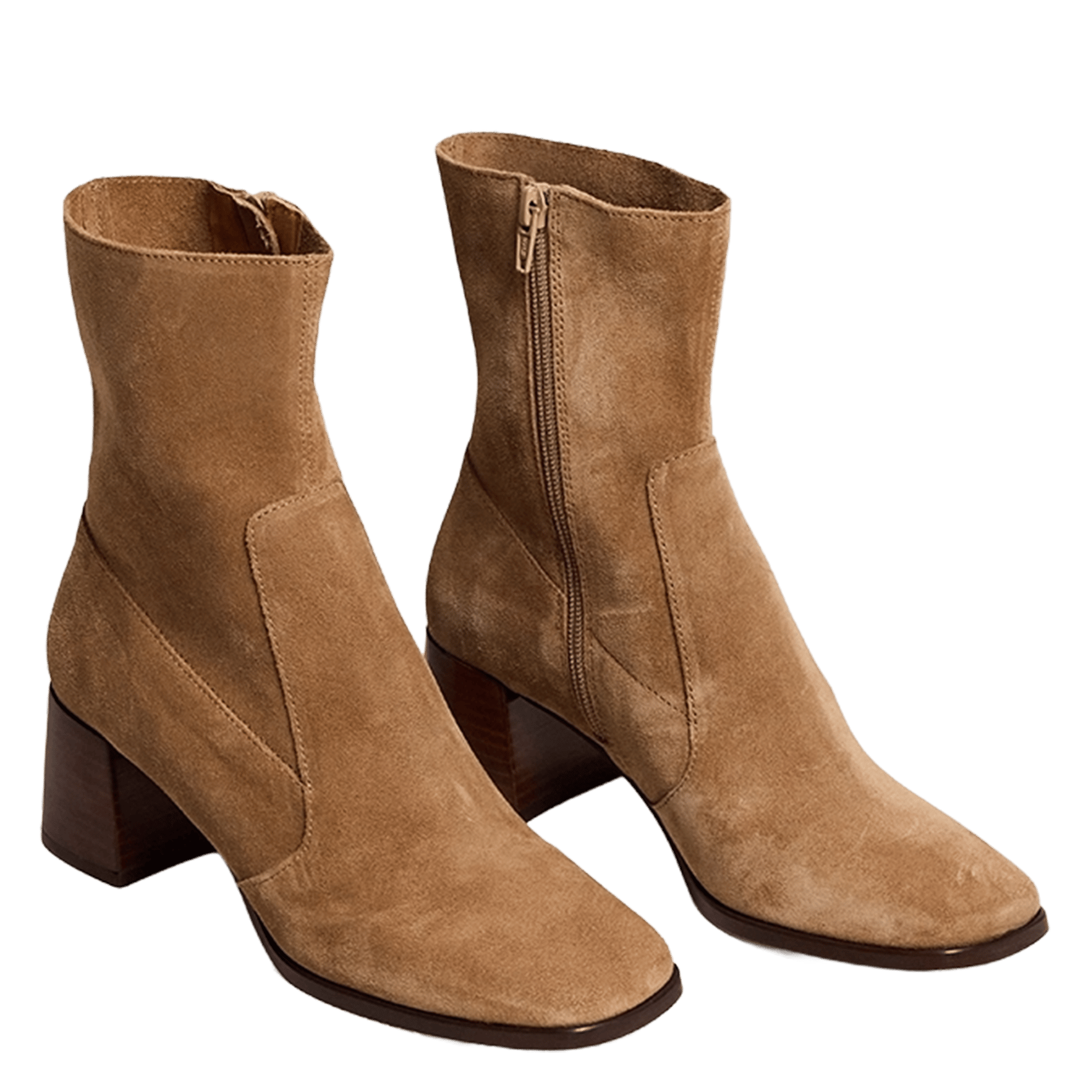 Bottines à talons en cuir velours argentat JONAK Beige