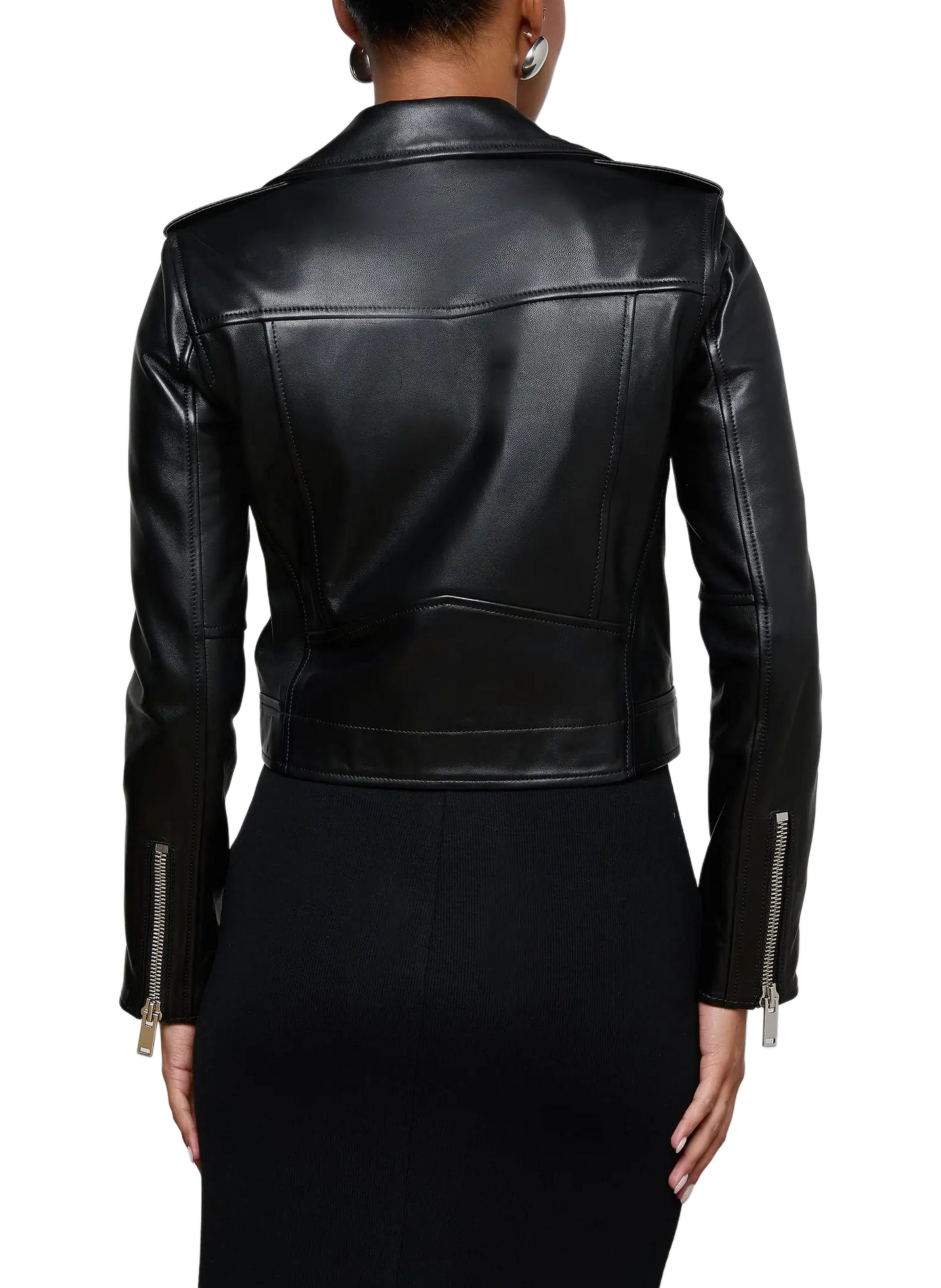 Lamb leather biker jacket L'AGENCE Black