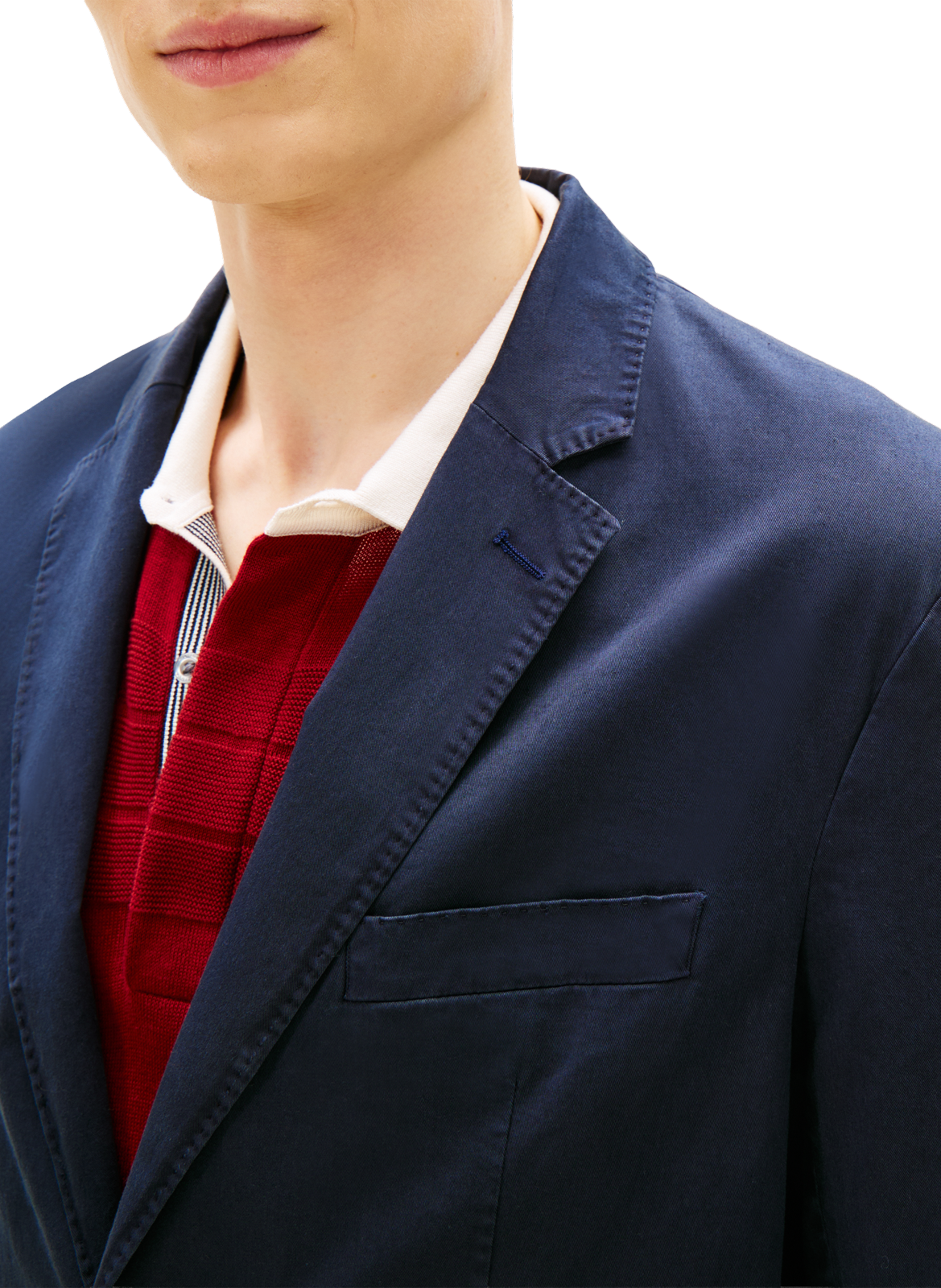 Blazer droit en coton mélangé TOMMY HILFIGER Bleu