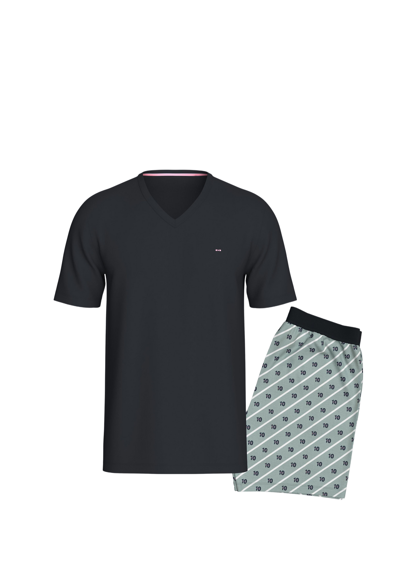 Pyjama court en coton à micromotifs EDEN PARK Vert