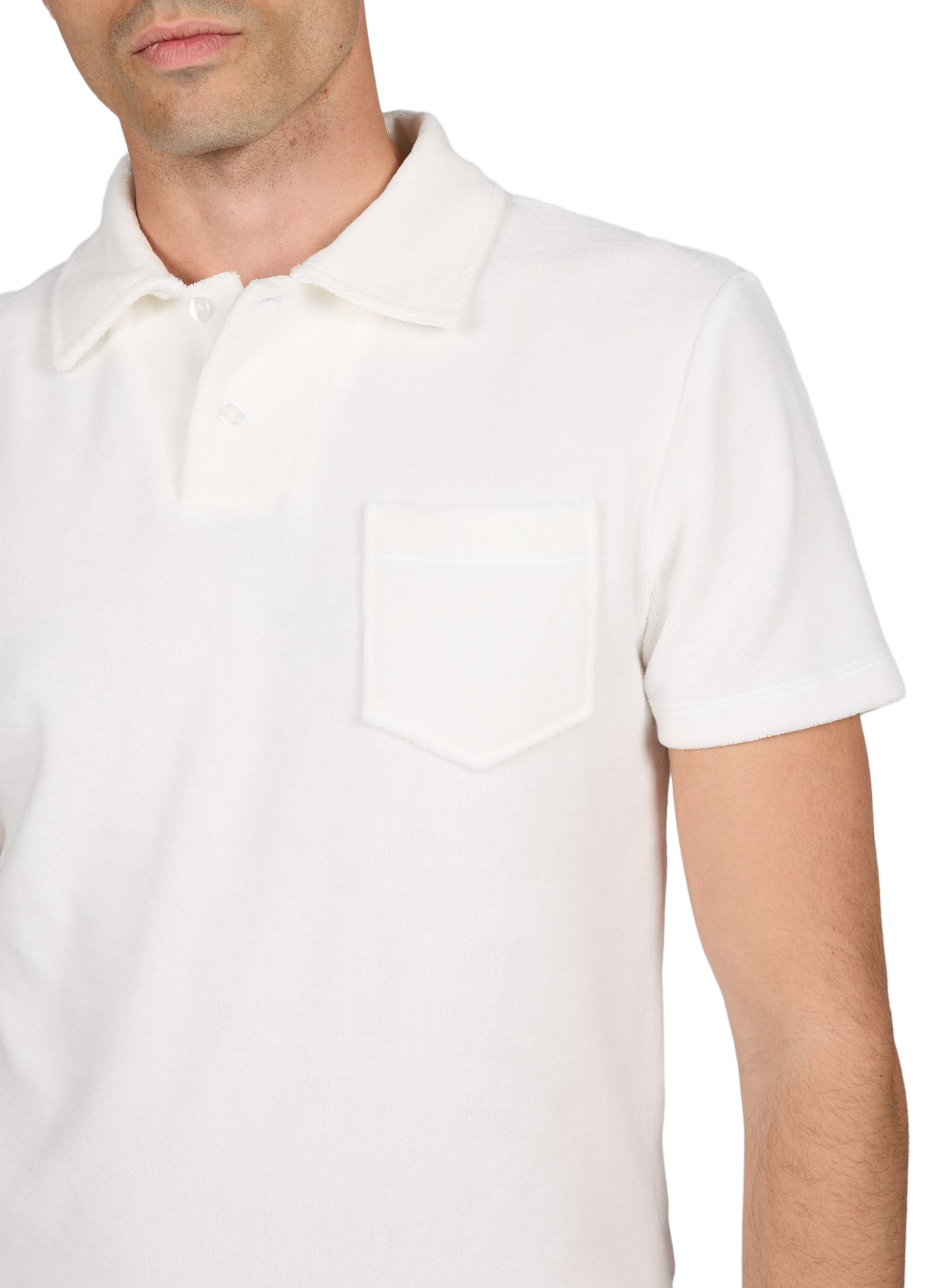 Polo manches courtes en tissu éponge de coton mélangé AURELIEN Blanc