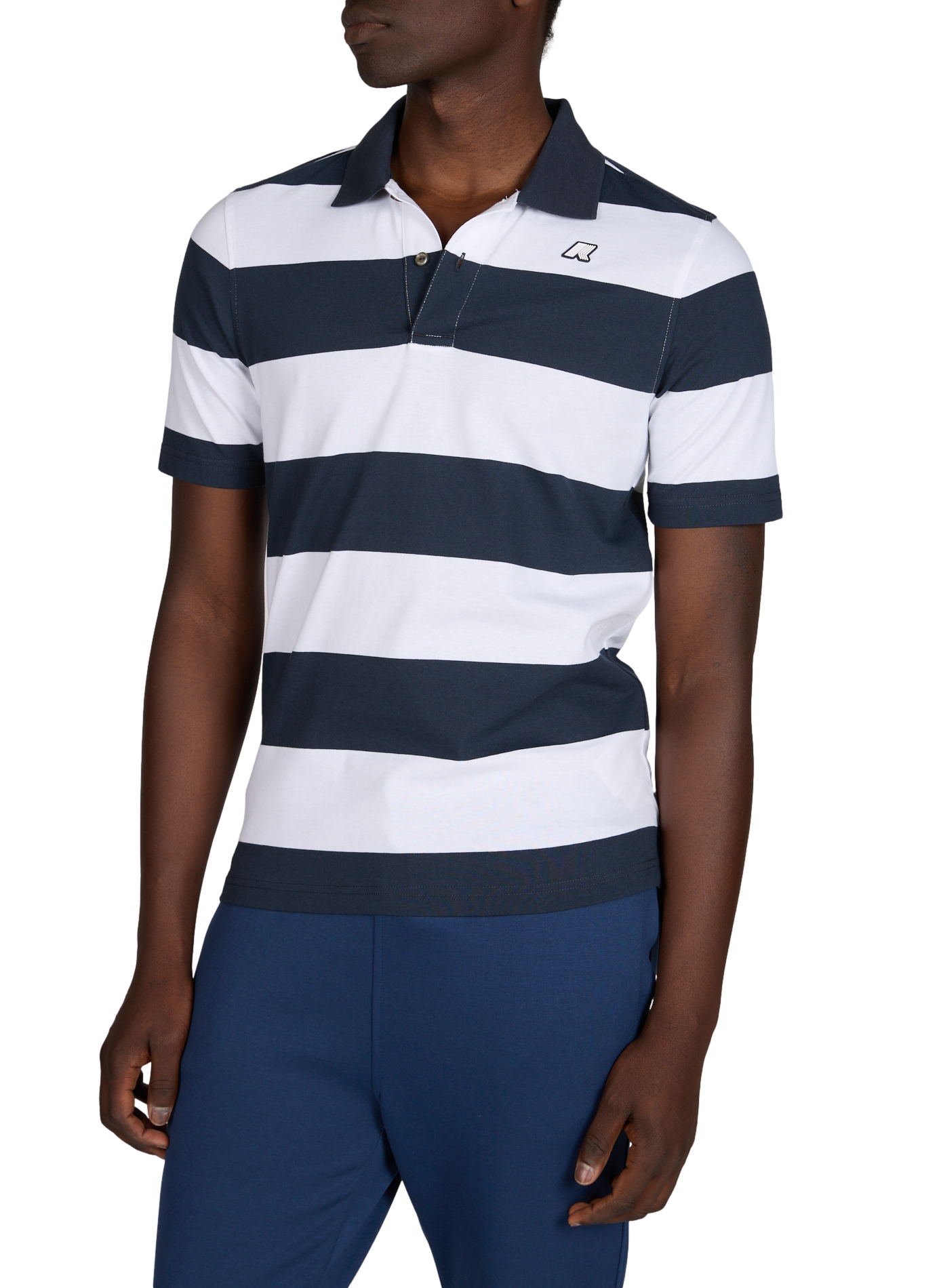 Polo à rayures en coton K-WAY Bleu
