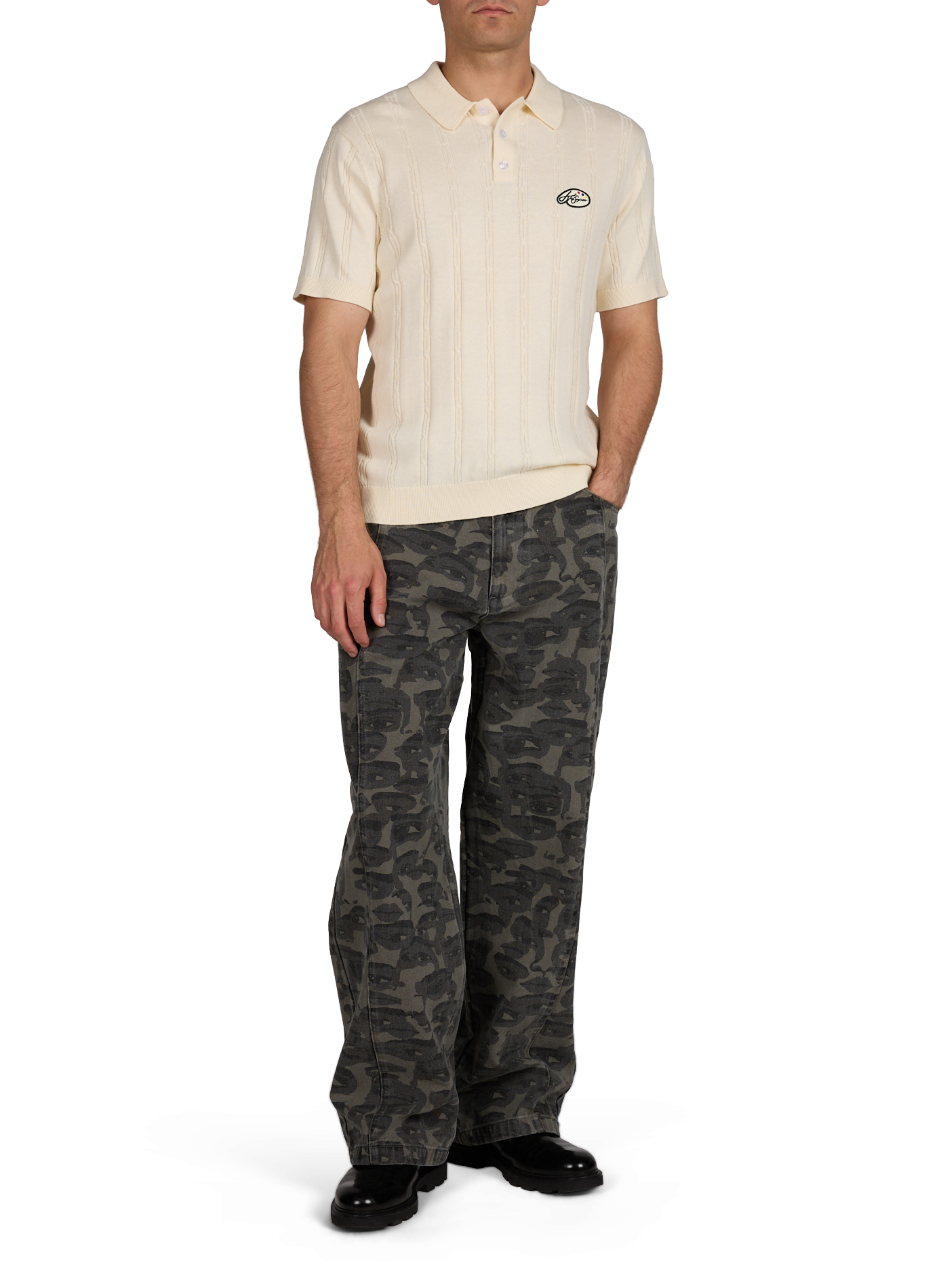 Polo à manches courtes en maille de coton KIDSUPER Beige