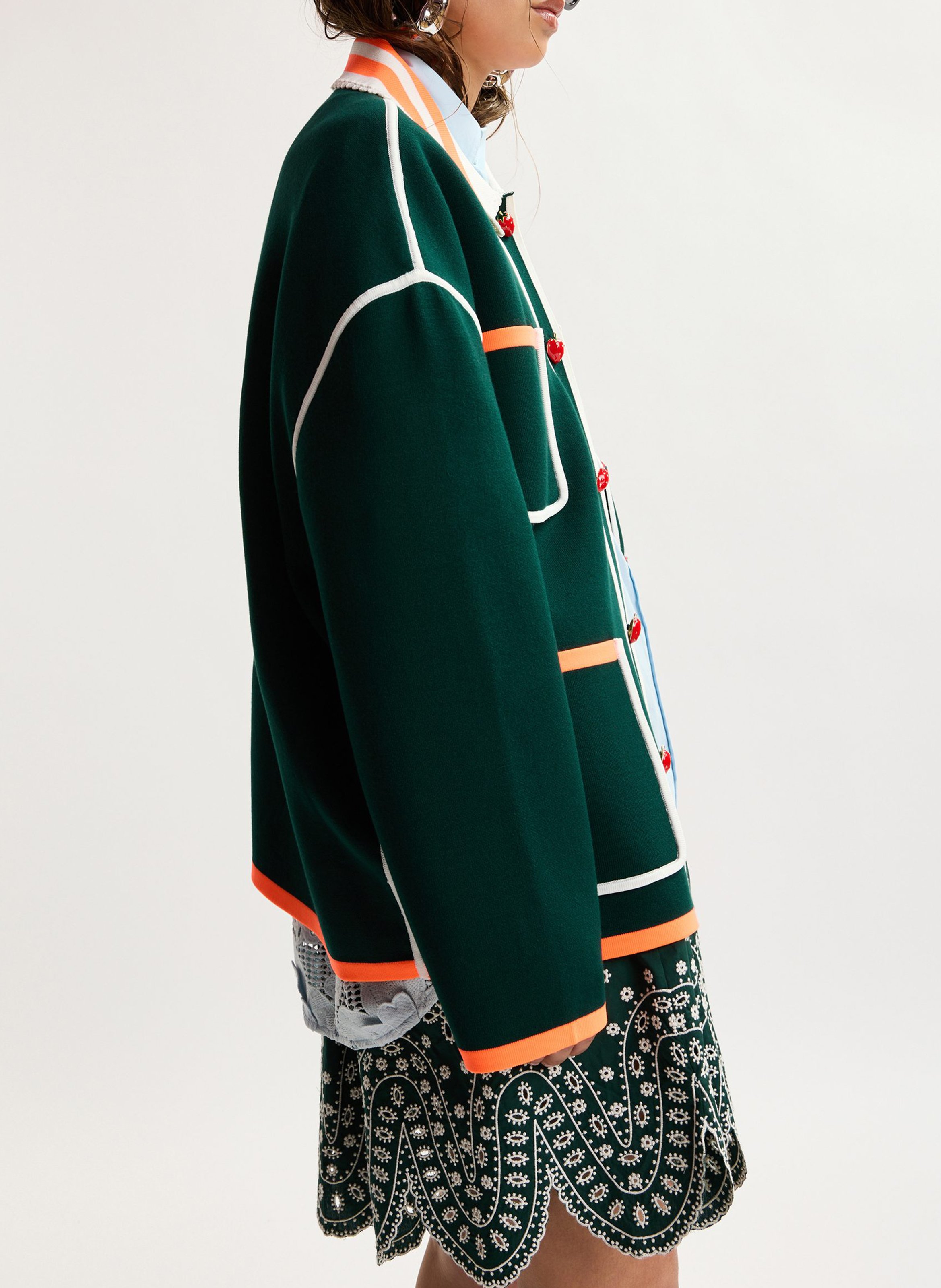 Cardigan oversize col classique kokorico ESSENTIEL ANTWERP Vert