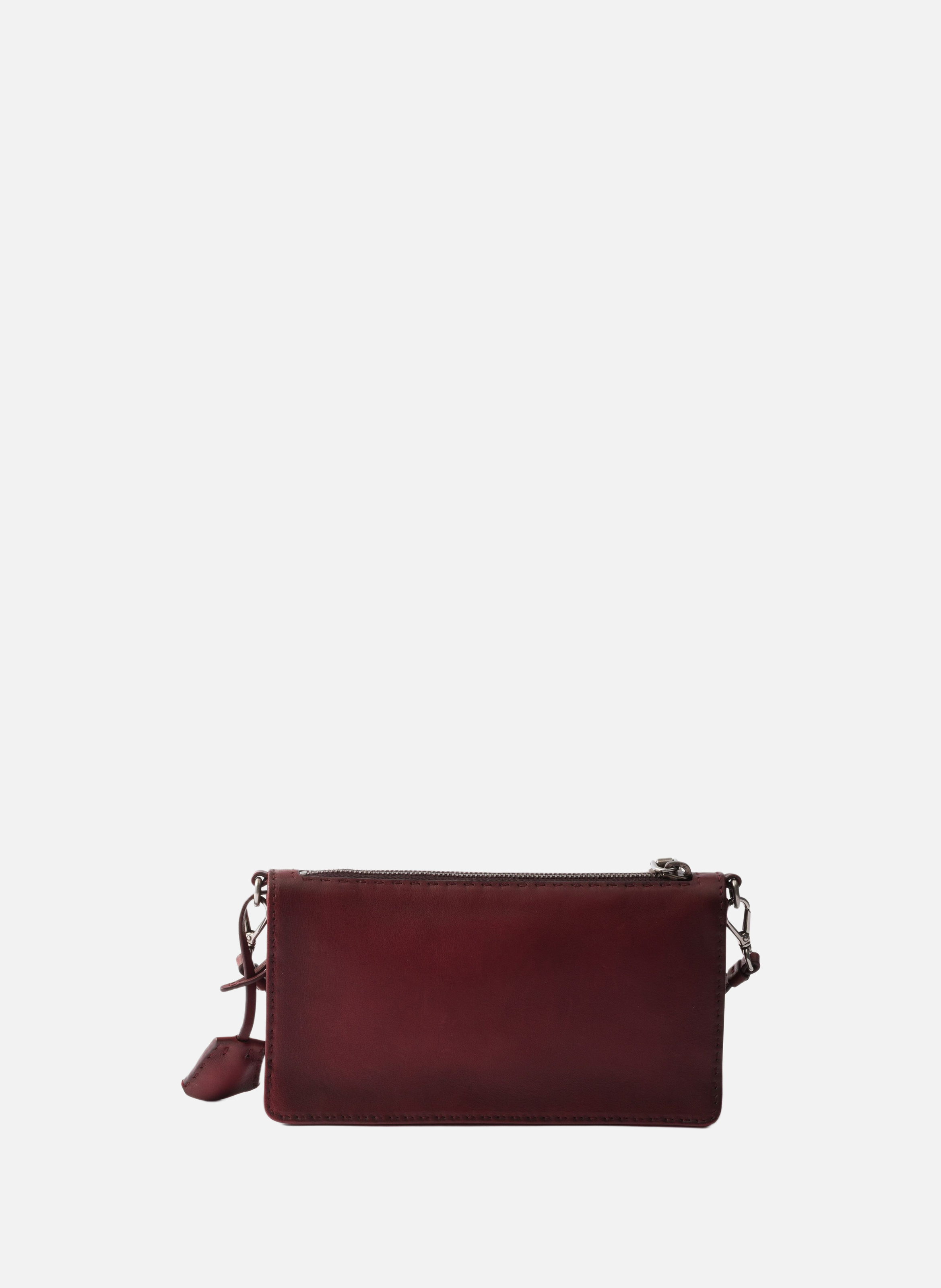 Pochette en cuir vieilli PRADA Rouge